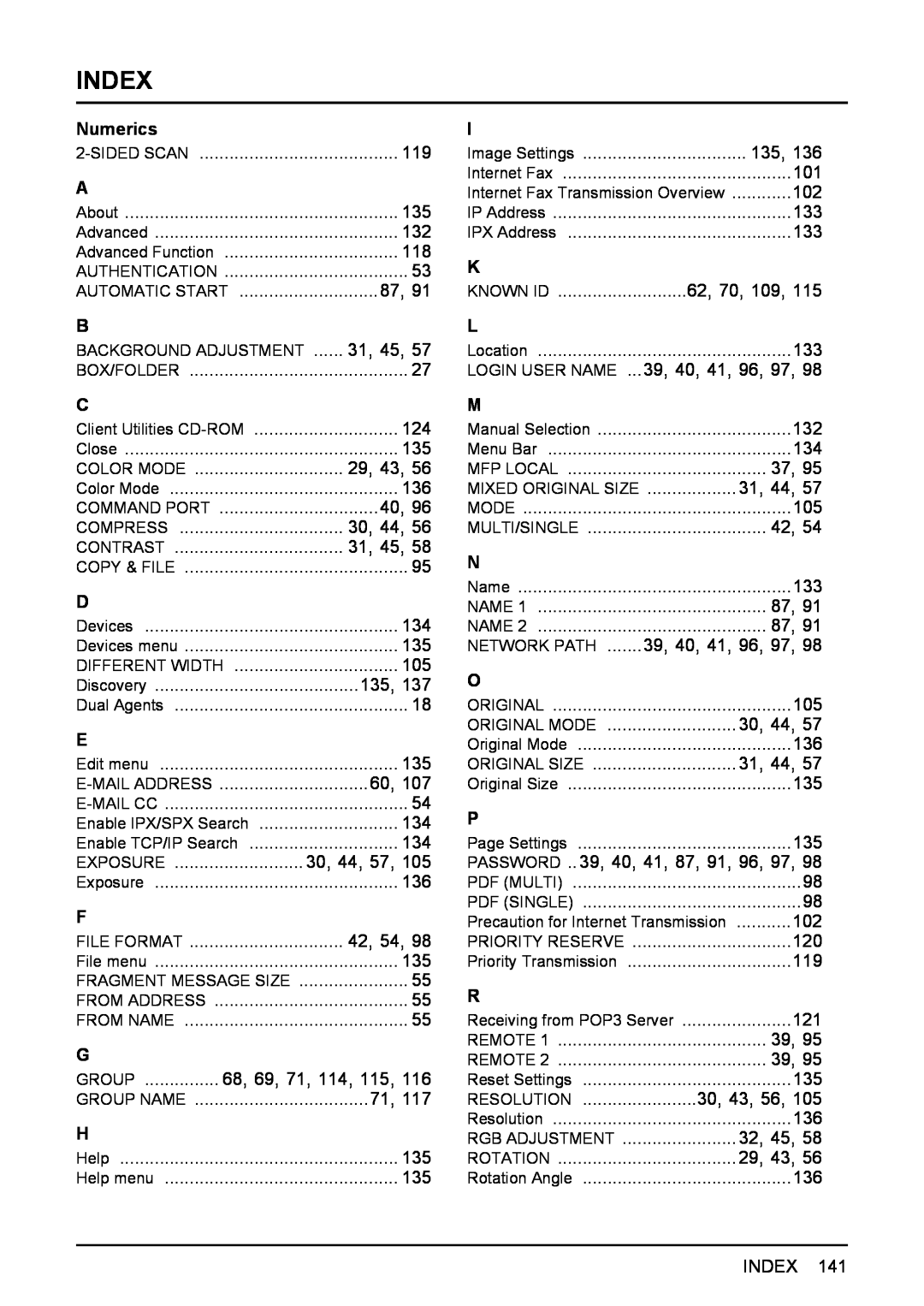 Toshiba 3510C, 3500C, 2500C manual Index 