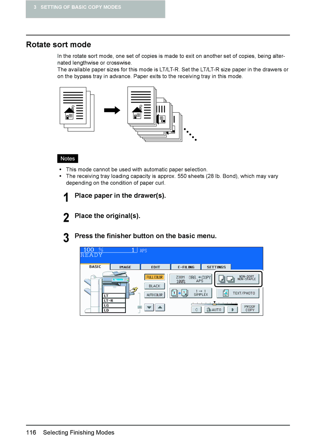 Toshiba 3510C manual Rotate sort mode 