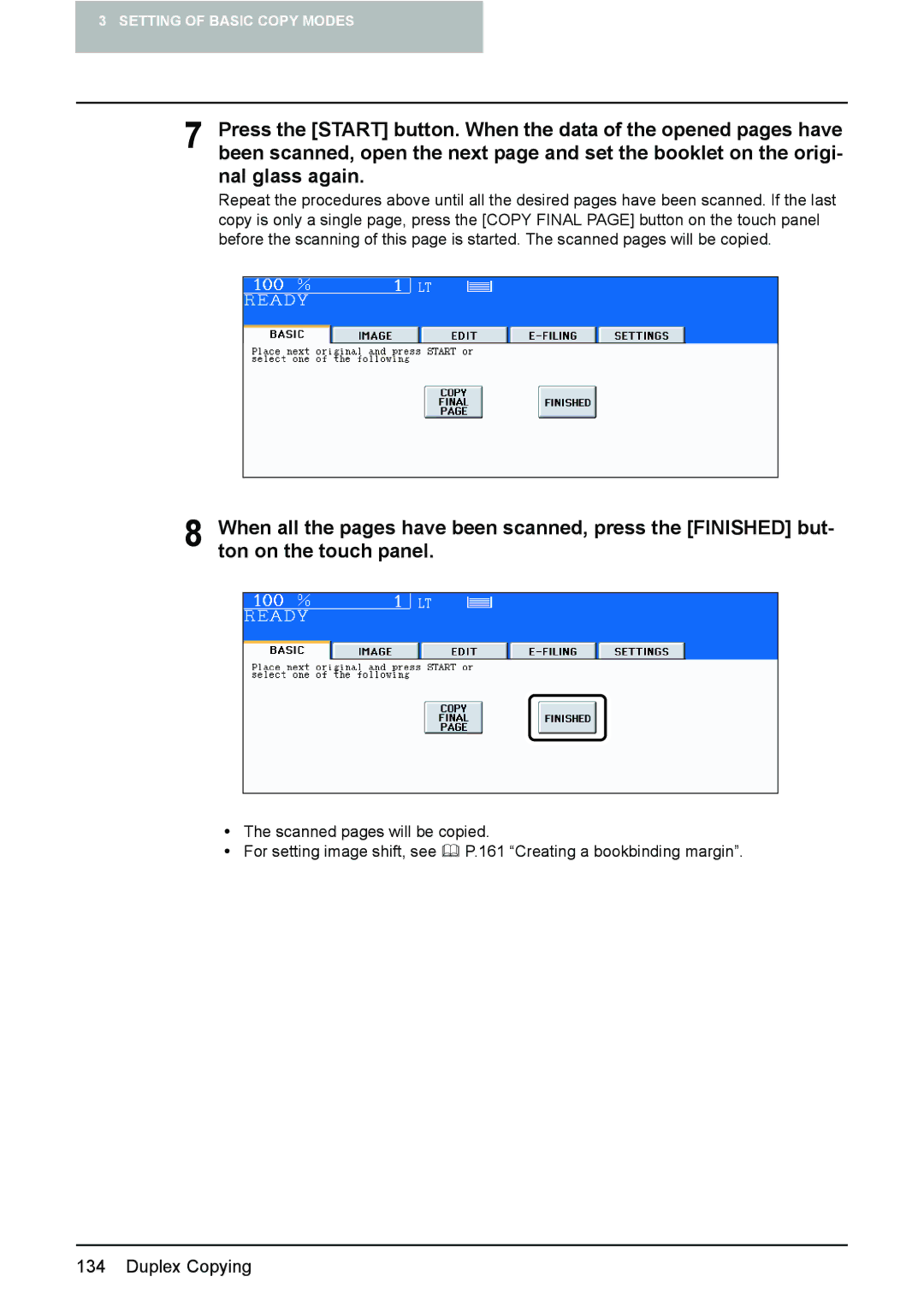 Toshiba 3510C manual Scanned pages will be copied For setting image shift, see 