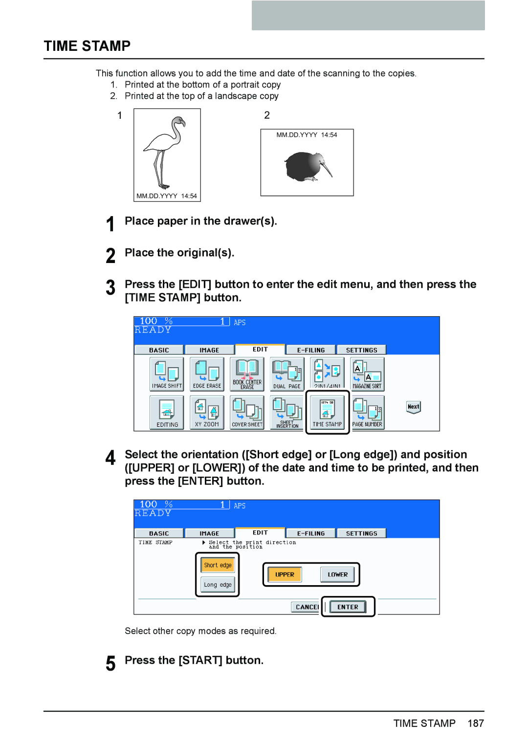 Toshiba 3510C manual Time Stamp 