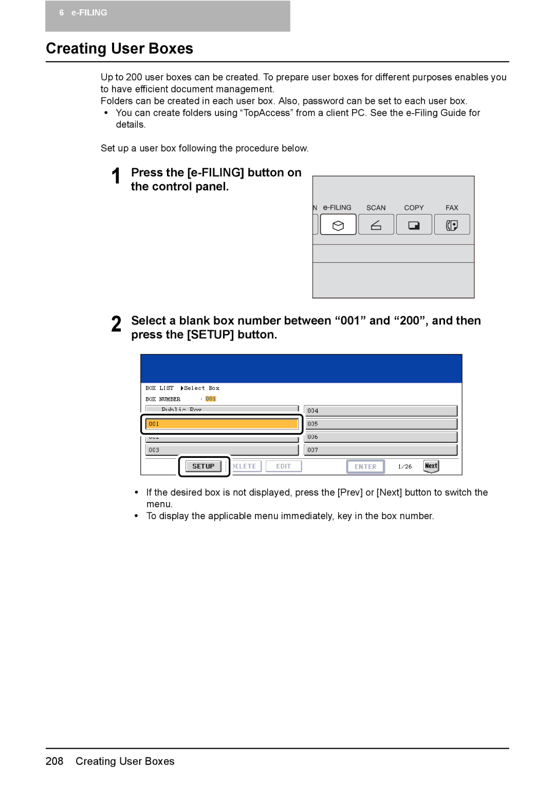 Toshiba 3510C manual Creating User Boxes 