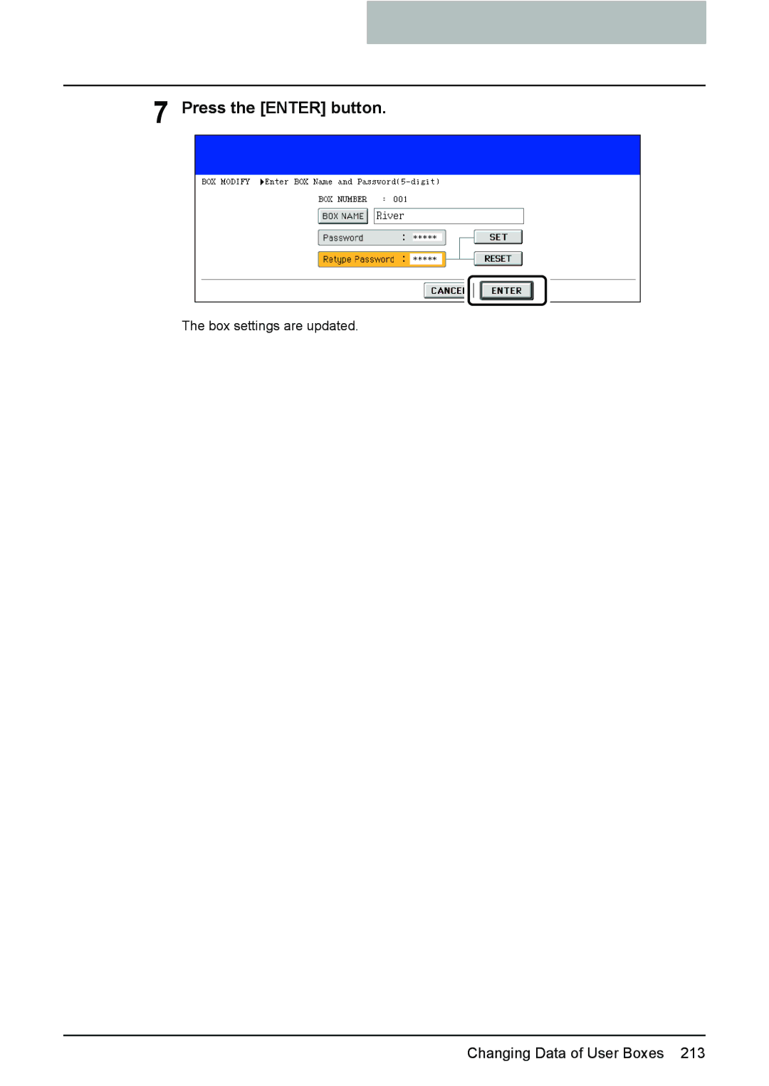 Toshiba 3510C manual Box settings are updated 