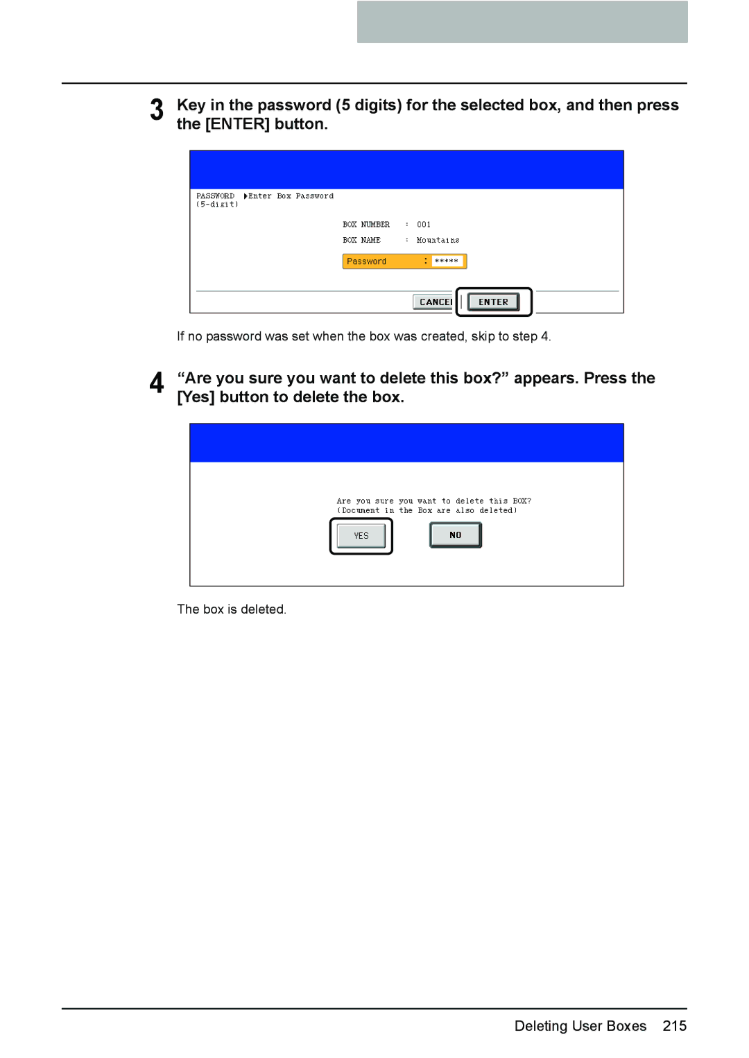 Toshiba 3510C manual Box is deleted 