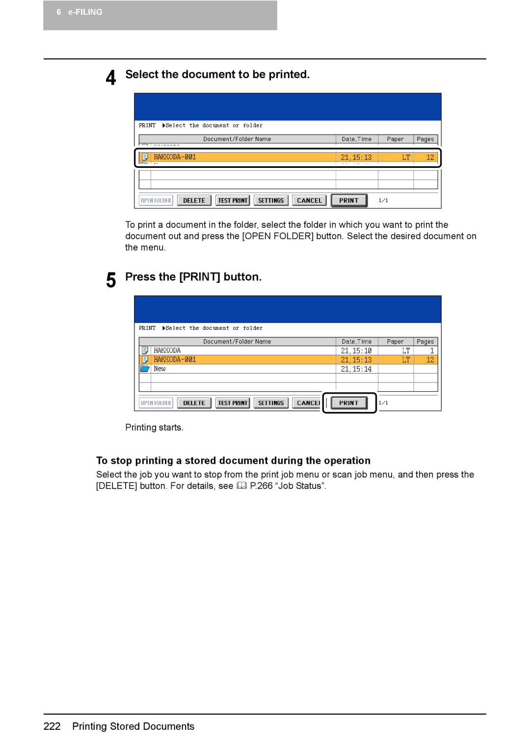 Toshiba 3510C manual Select the document to be printed, Press the Print button 