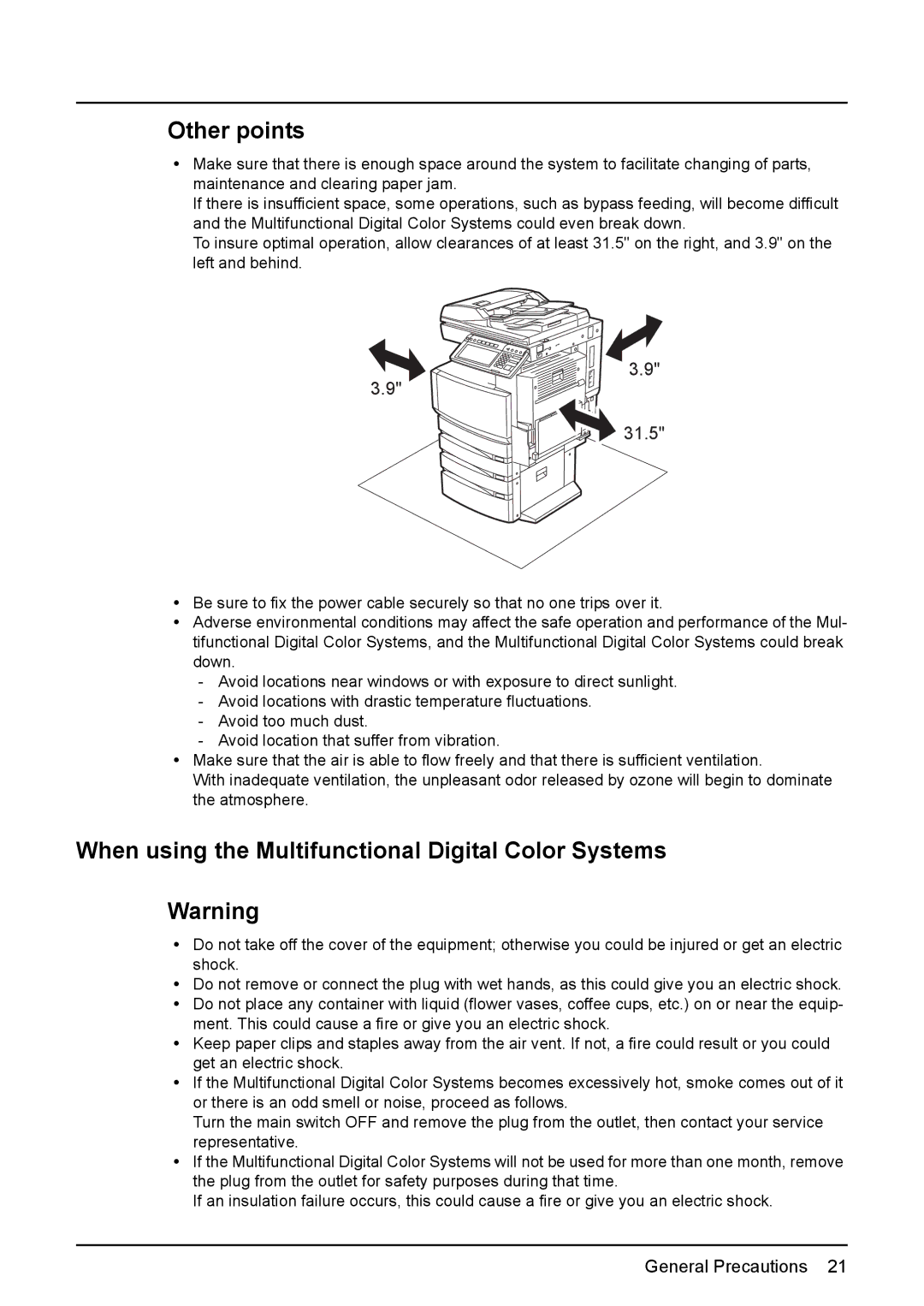 Toshiba 3510C manual Other points, When using the Multifunctional Digital Color Systems 