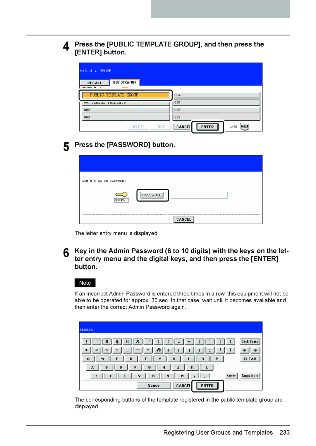 Toshiba 3510C manual Letter entry menu is displayed 