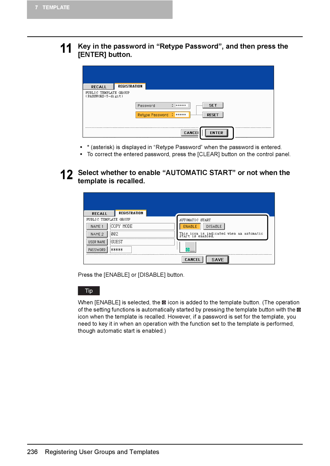 Toshiba 3510C manual Registering User Groups and Templates 