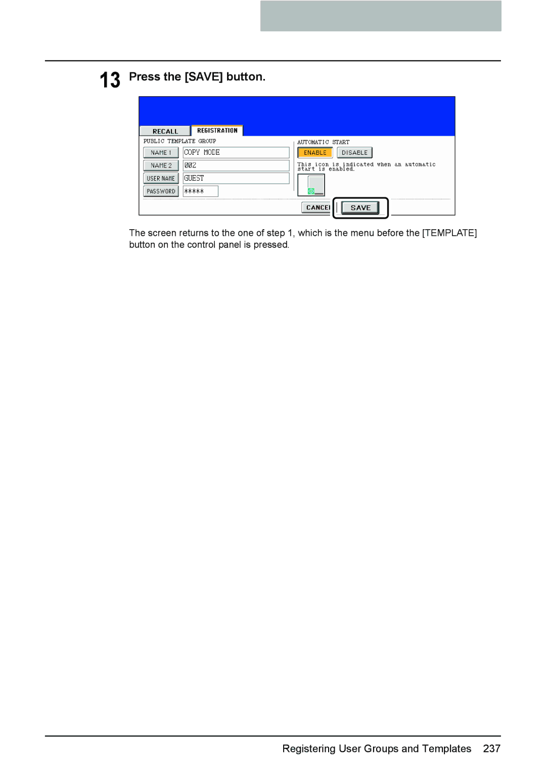 Toshiba 3510C manual Press the Save button 