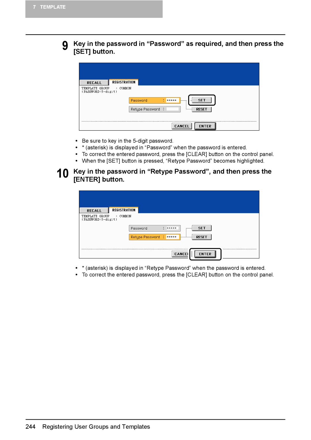 Toshiba 3510C manual Registering User Groups and Templates 