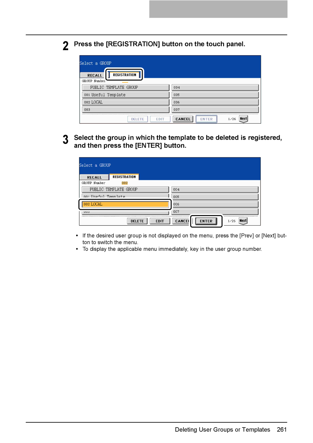 Toshiba 3510C manual Deleting User Groups or Templates 