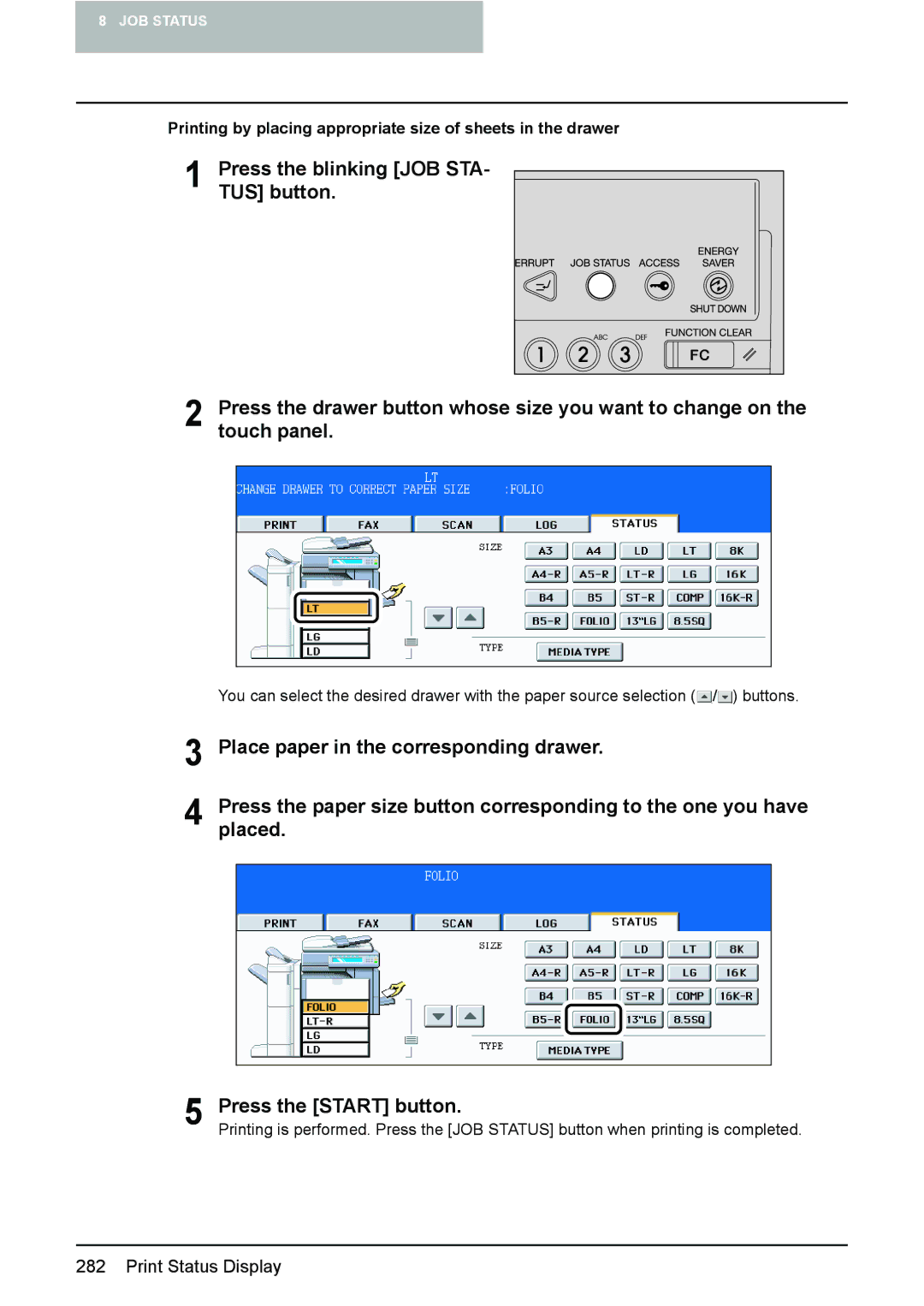 Toshiba 3510C manual Printing by placing appropriate size of sheets in the drawer 