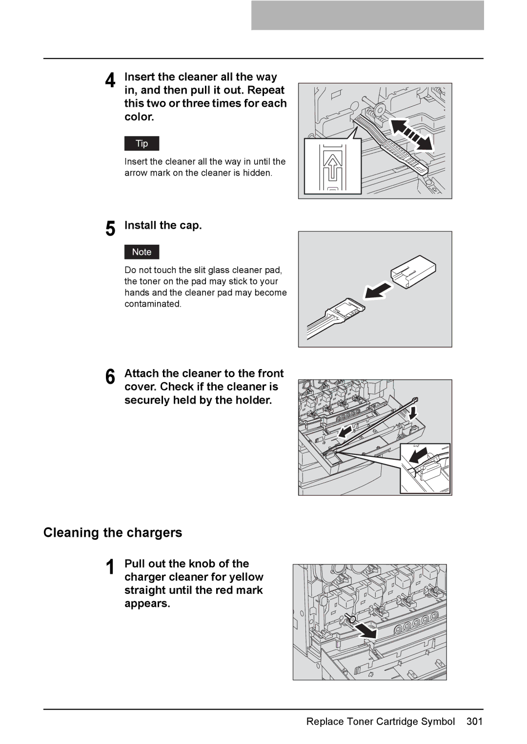 Toshiba 3510C manual Cleaning the chargers, Install the cap 