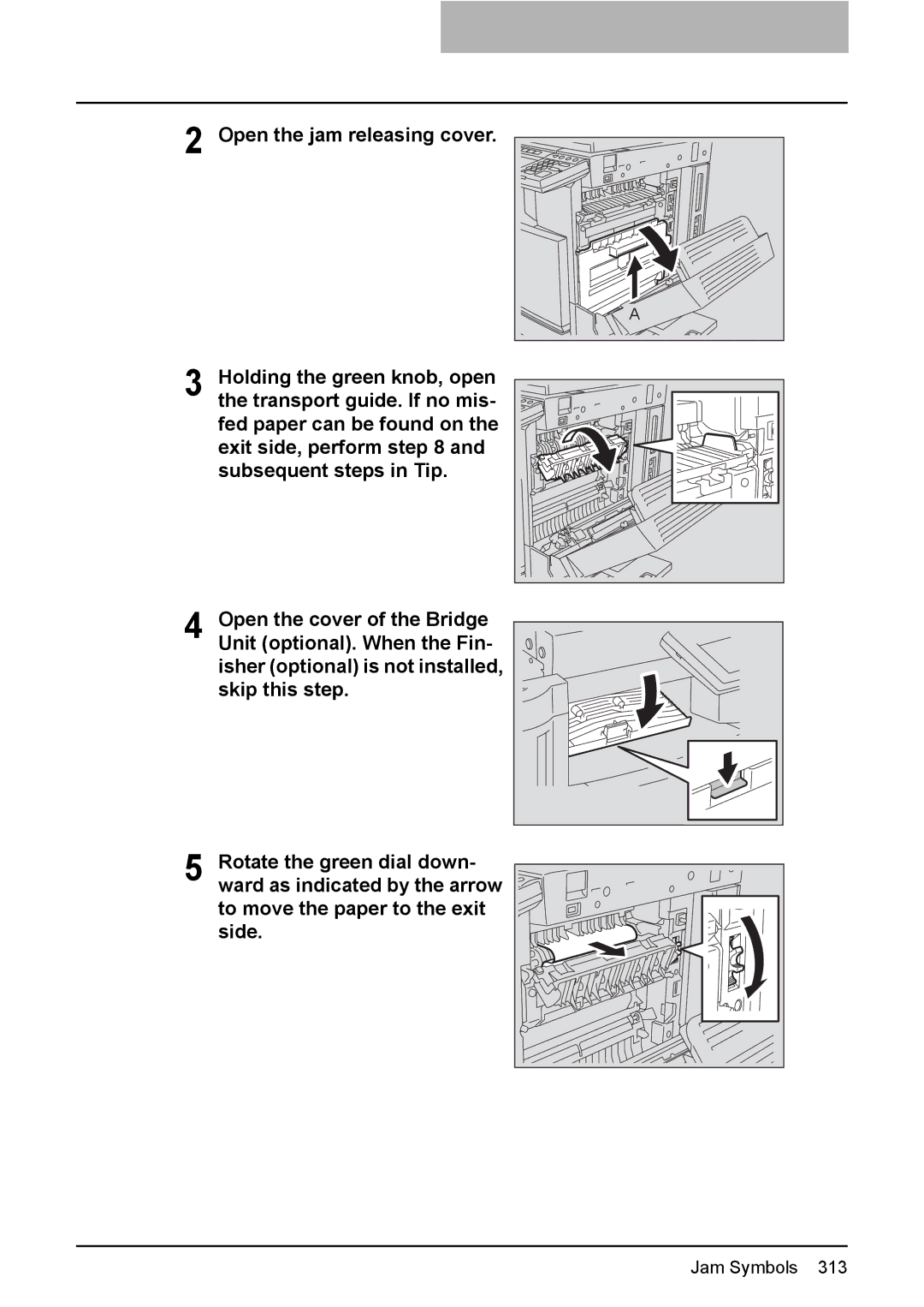 Toshiba 3510C manual Open the jam releasing cover 