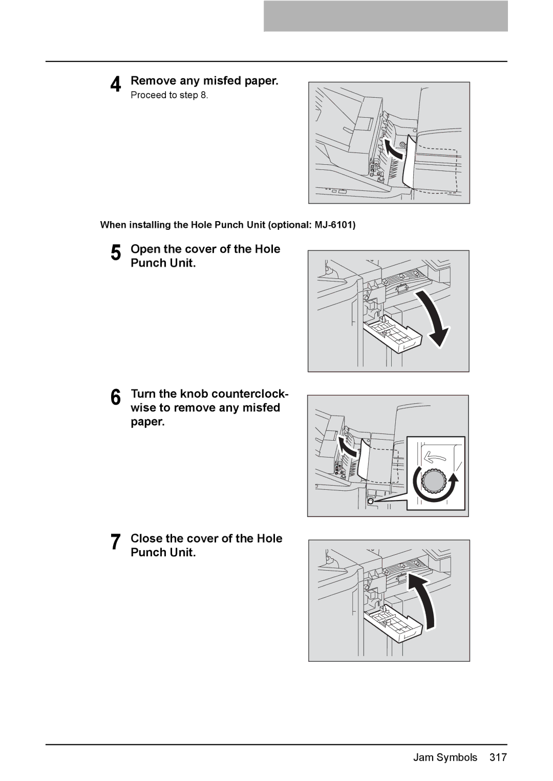 Toshiba 3510C manual When installing the Hole Punch Unit optional MJ-6101 