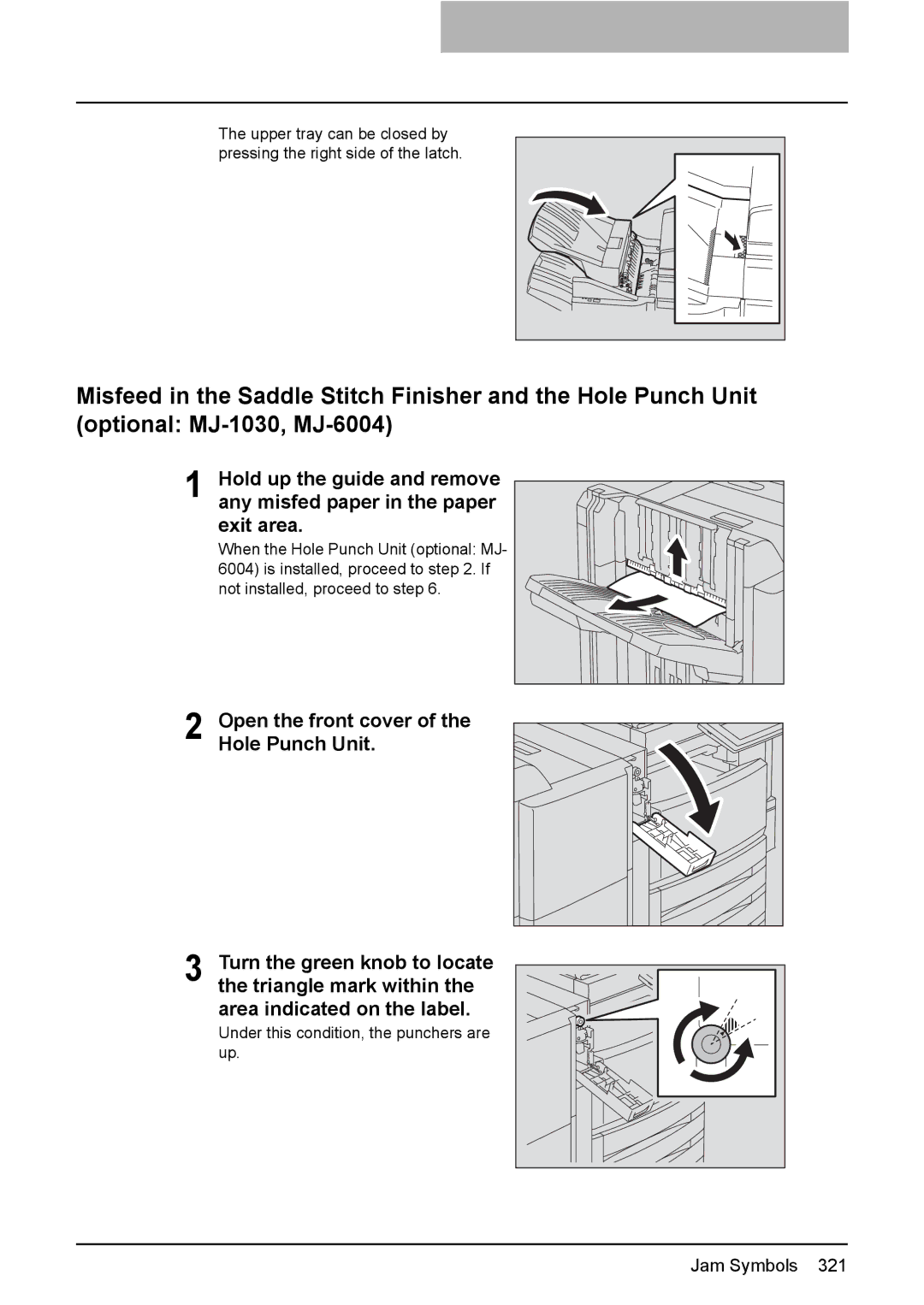 Toshiba 3510C manual Open the front cover of the Hole Punch Unit 