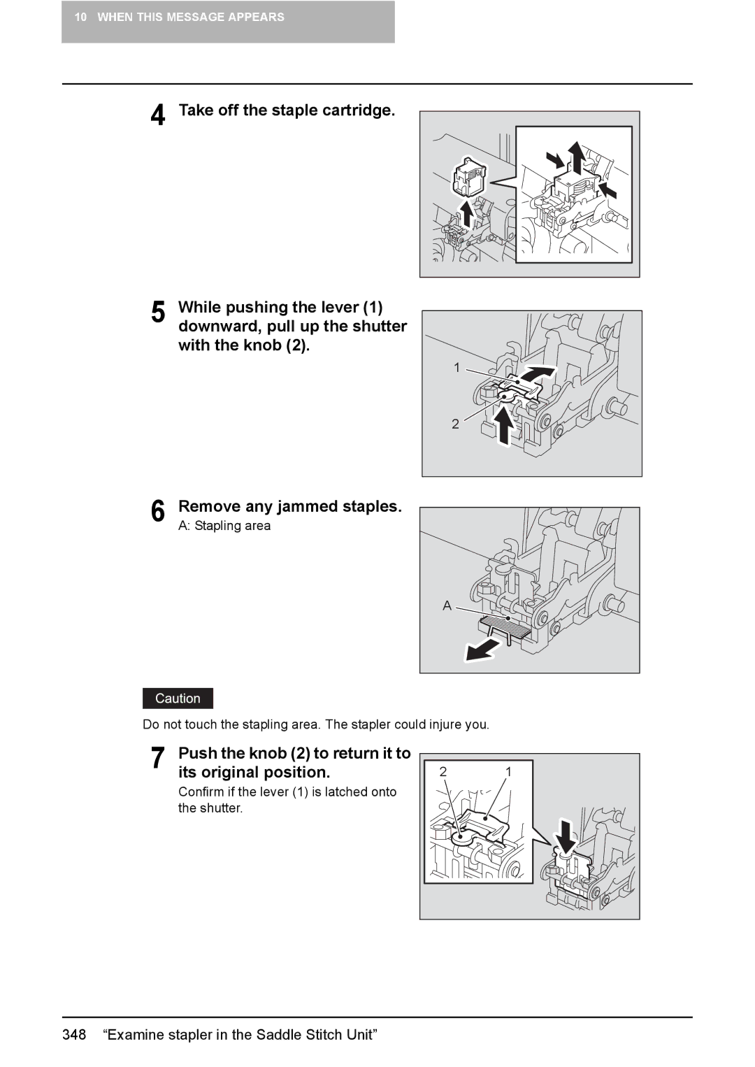 Toshiba 3510C manual Its original position, Push the knob 2 to return it to 