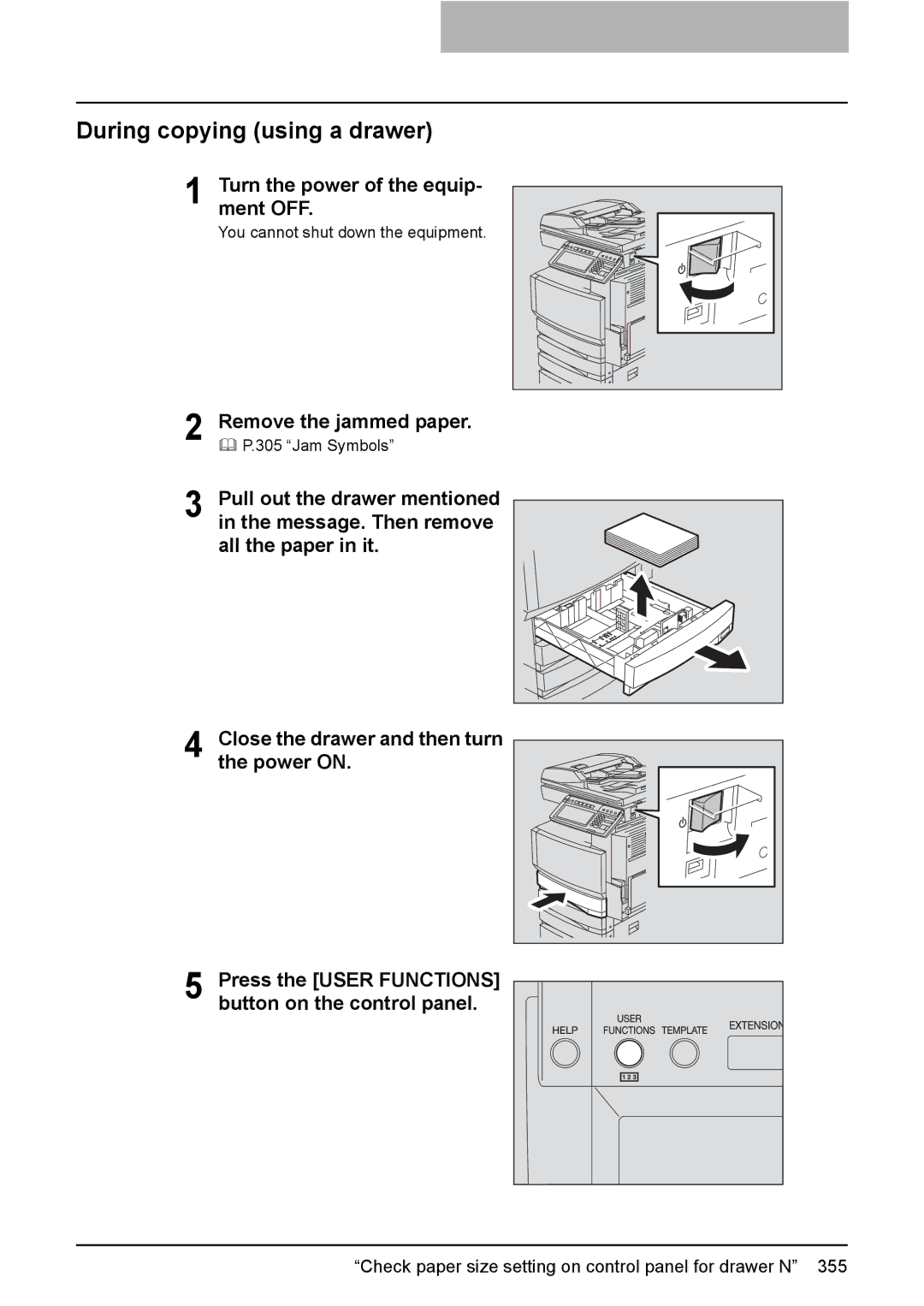 Toshiba 3510C manual During copying using a drawer 