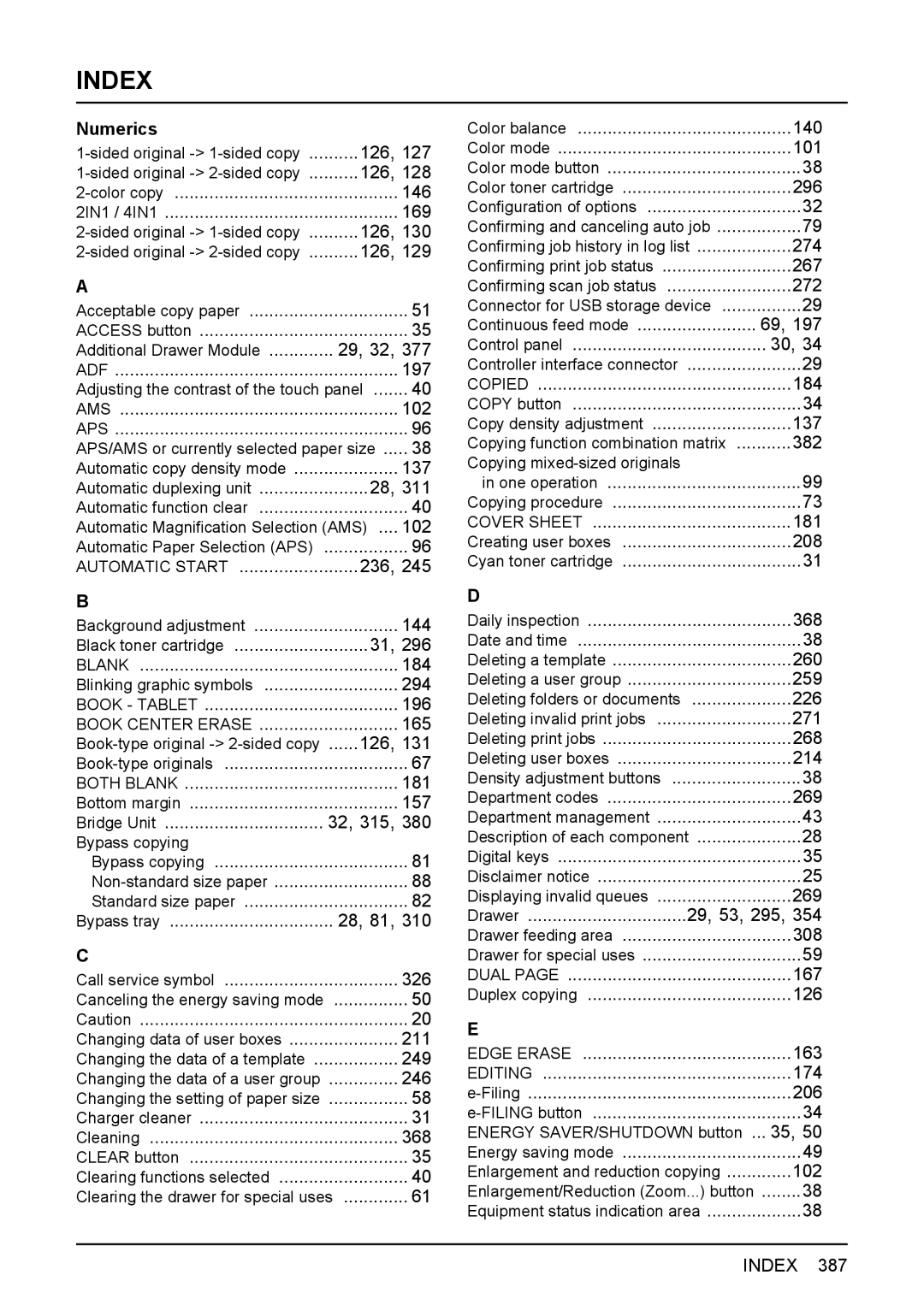 Toshiba 3510C manual Index, Numerics 