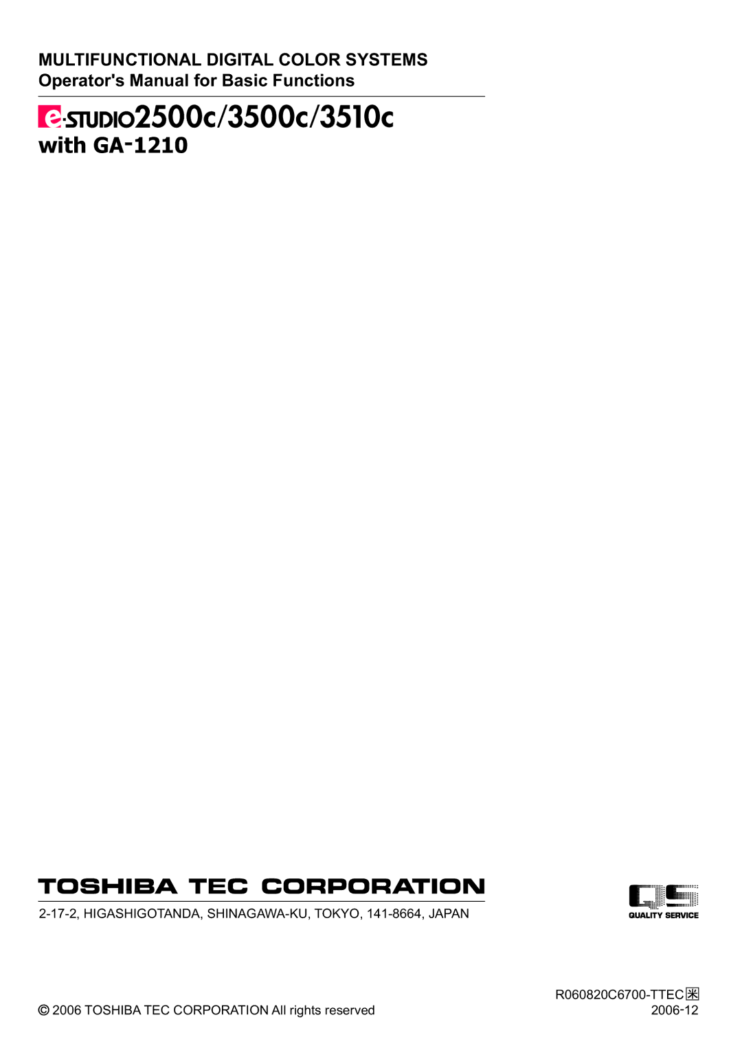 Toshiba 3510C manual With GA-1210 