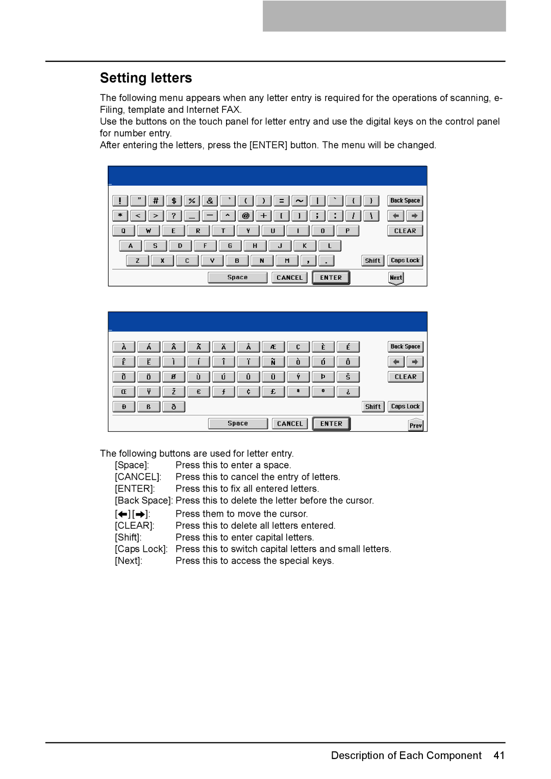 Toshiba 3510C manual Setting letters, Enter 