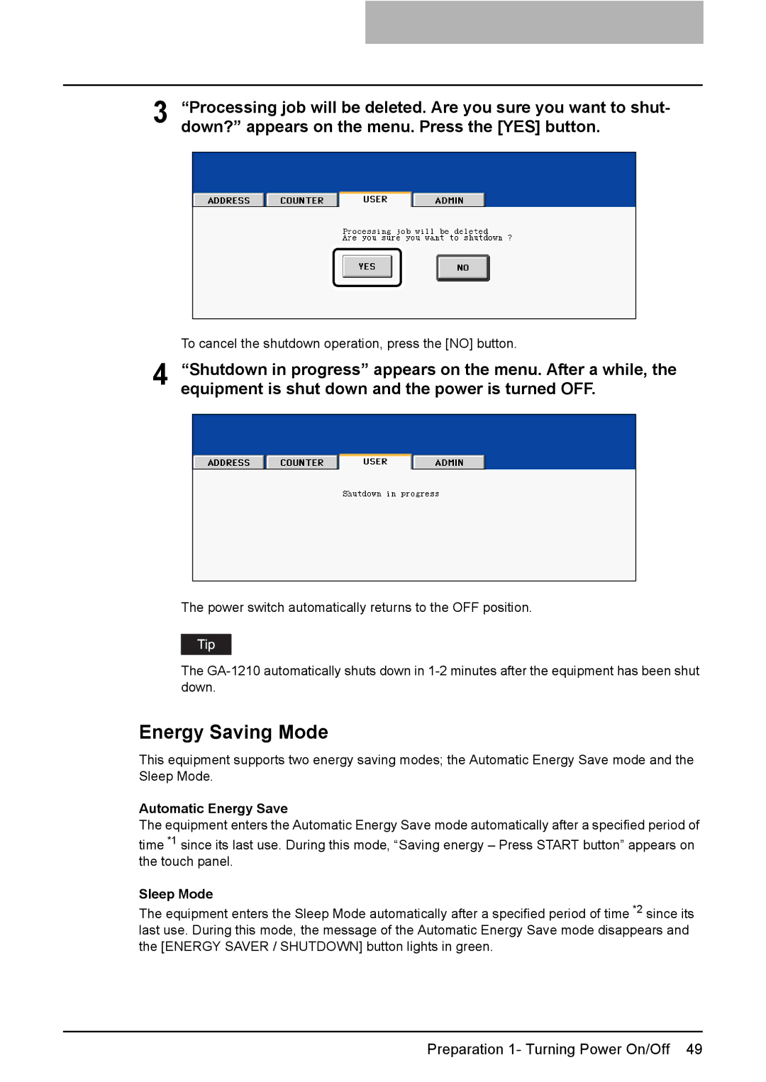 Toshiba 3510C manual Energy Saving Mode, Automatic Energy Save, Sleep Mode 