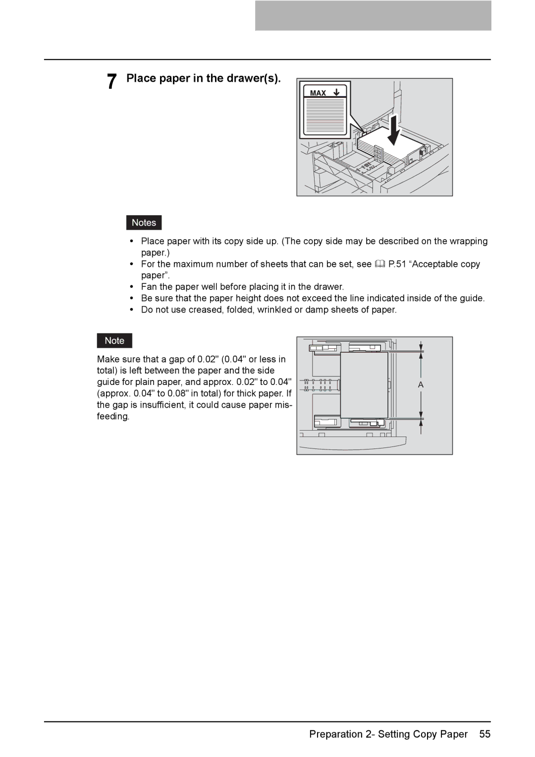 Toshiba 3510C manual Place paper in the drawers 