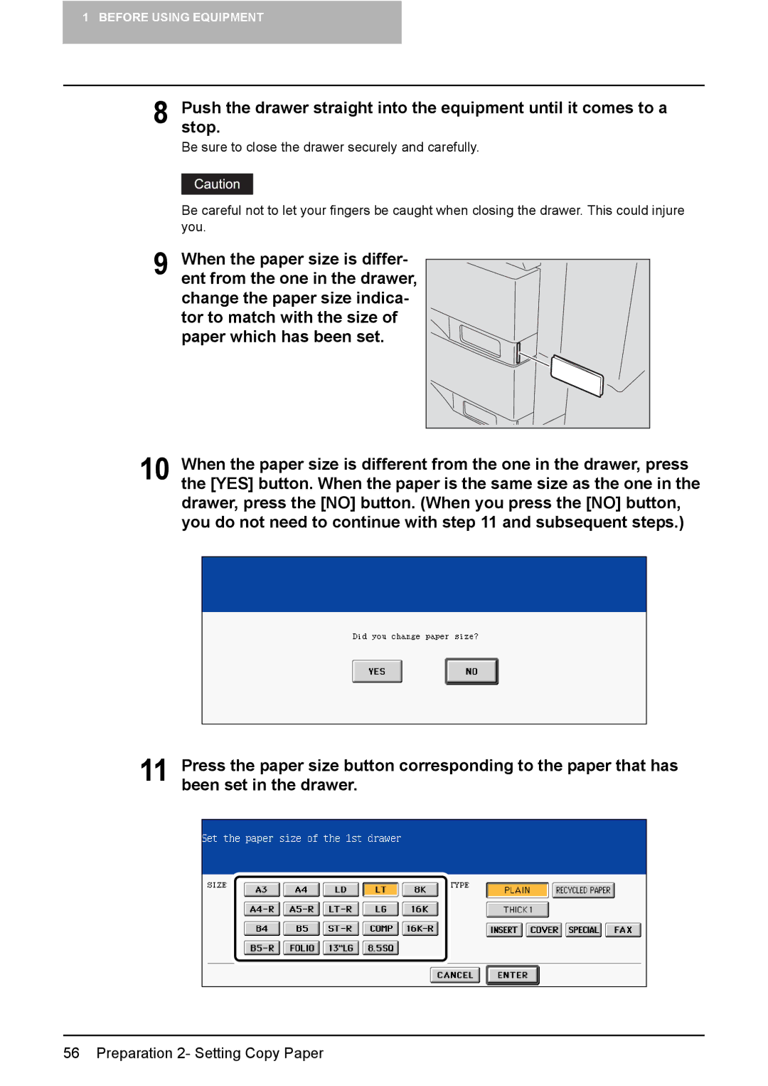 Toshiba 3510C manual Preparation 2- Setting Copy Paper 