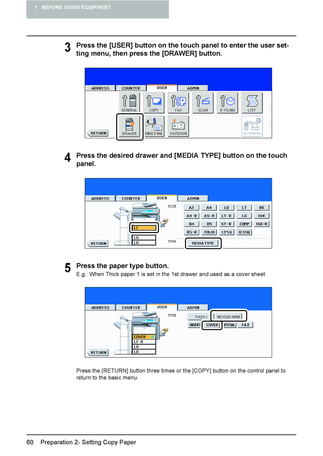 Toshiba 3510C manual Preparation 2- Setting Copy Paper 