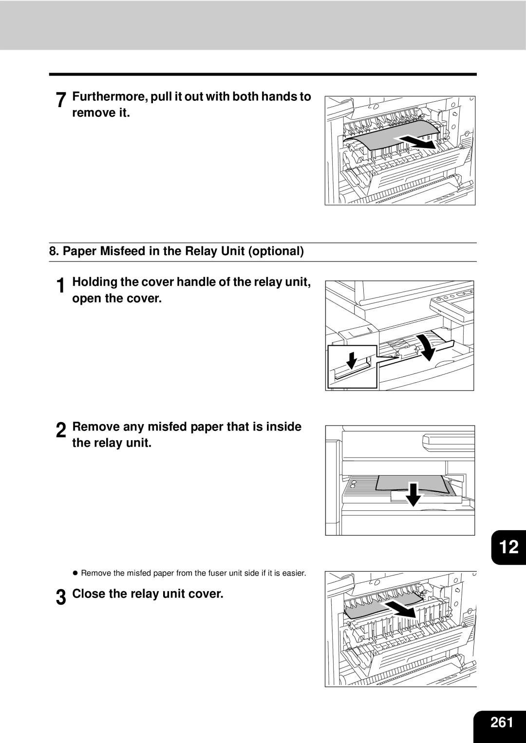 Toshiba e-STUDIO3511, 4511 manual 261, Close the relay unit cover 