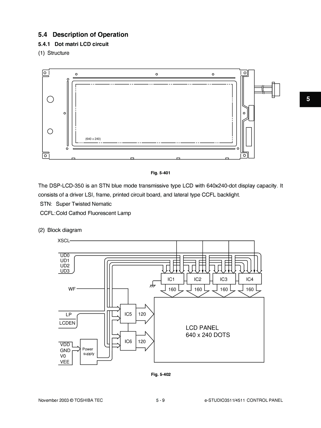 Toshiba 4511, 3511 manual Dot matrix LCD circuit, Structure 