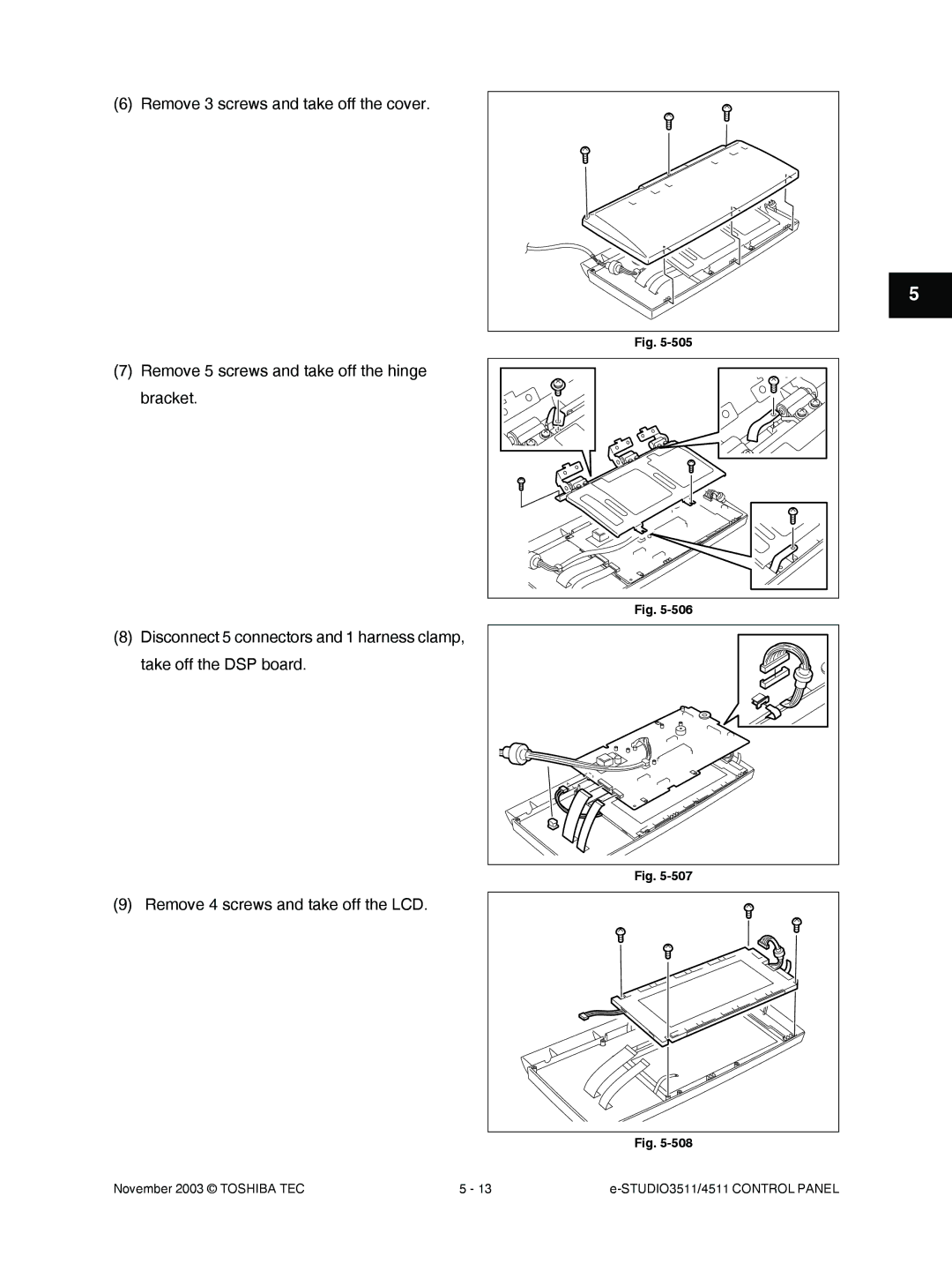 Toshiba manual November 2003 Toshiba TEC STUDIO3511/4511 Control Panel 