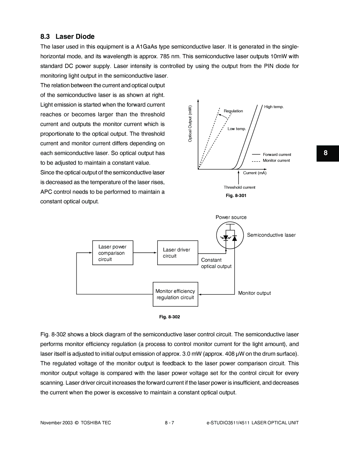 Toshiba 4511, 3511 manual Laser power comparison circuit Laser driver Circuit Constant 