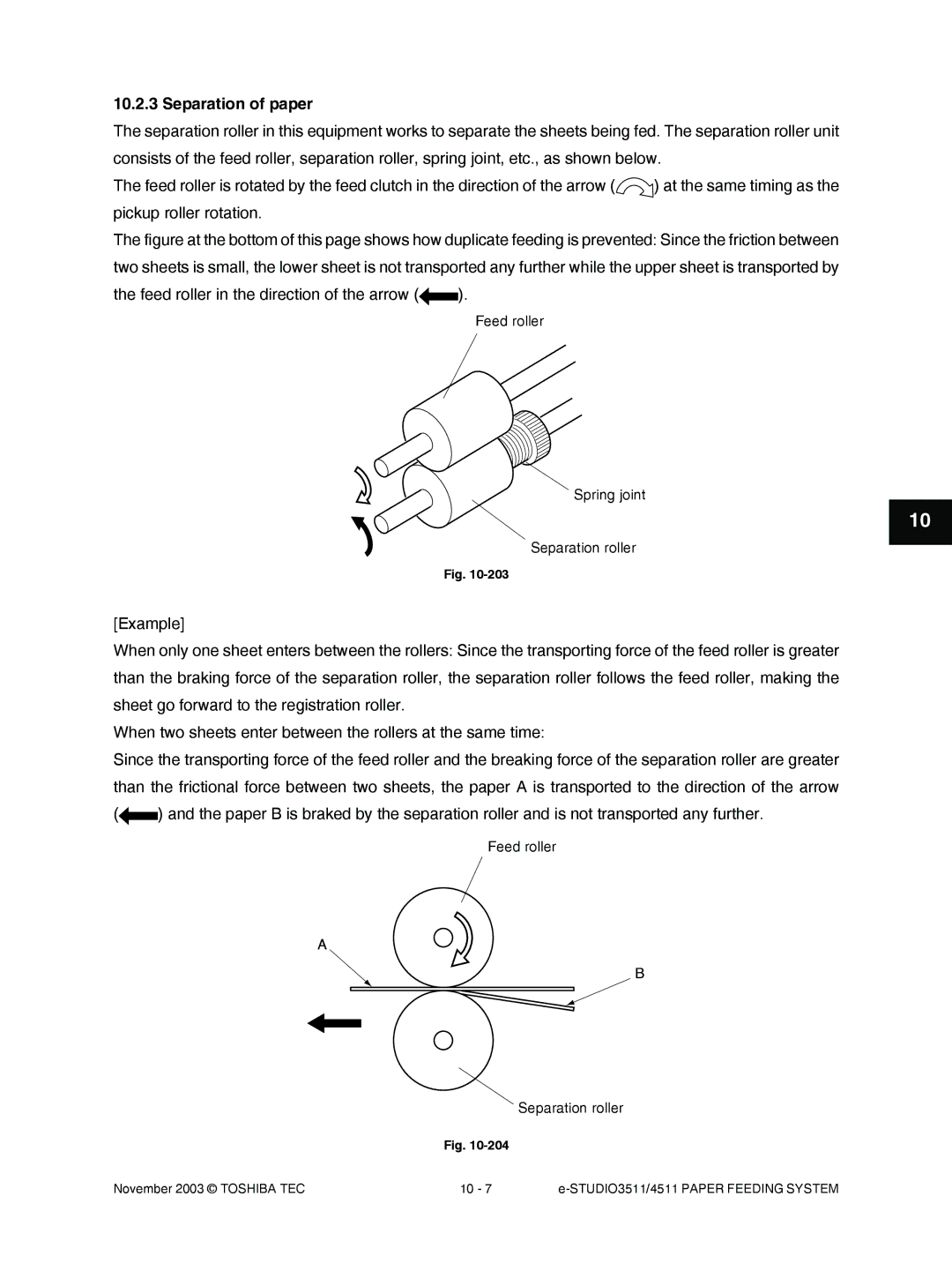 Toshiba 4511, 3511 manual Separation of paper 