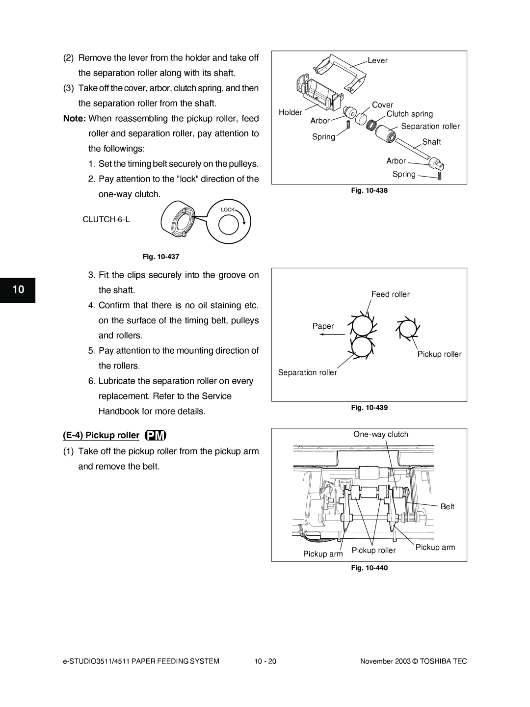 Toshiba 3511, 4511 manual Pickup roller, CLUTCH-6-L 