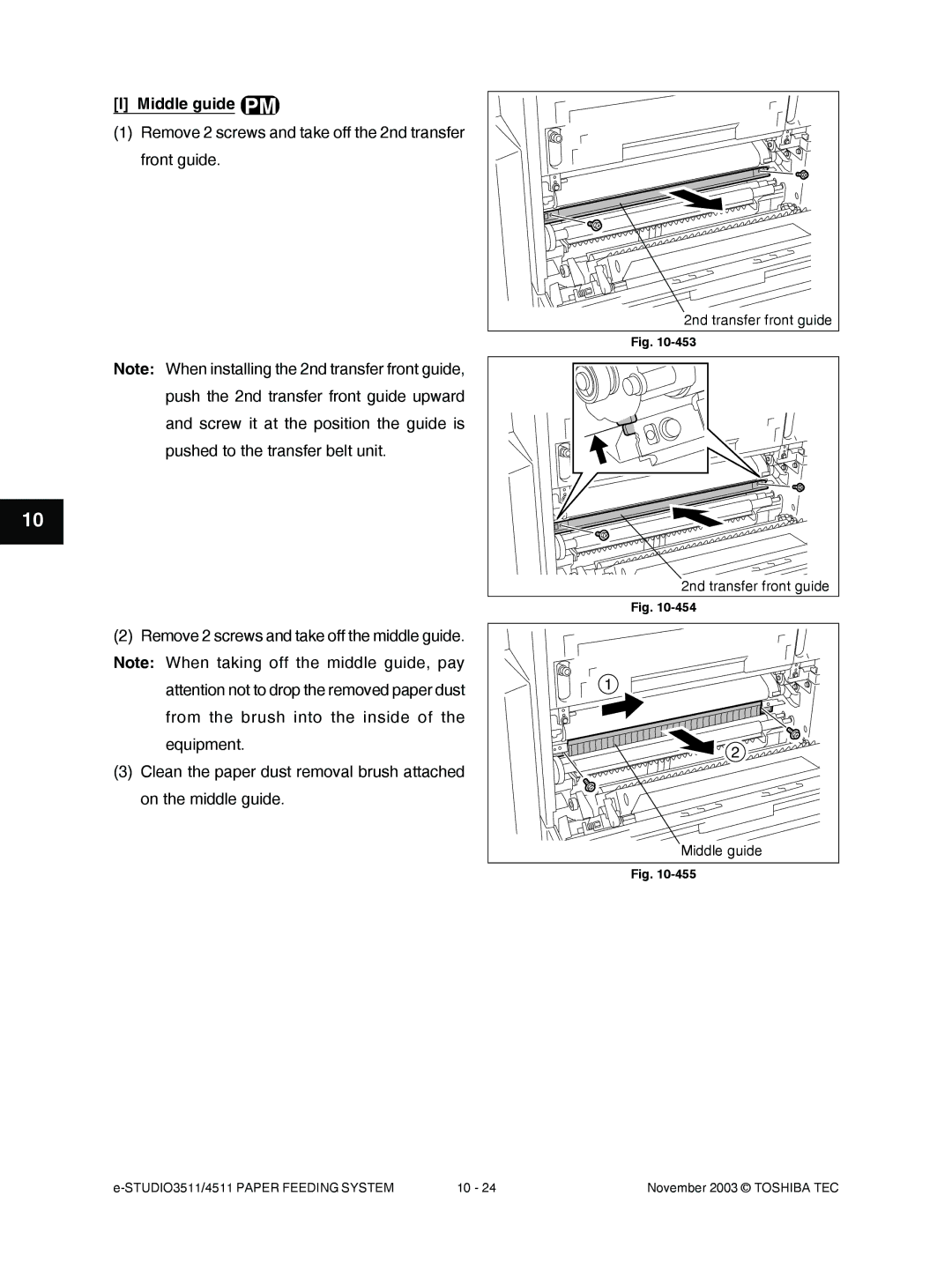 Toshiba 3511, 4511 manual Middle guide 