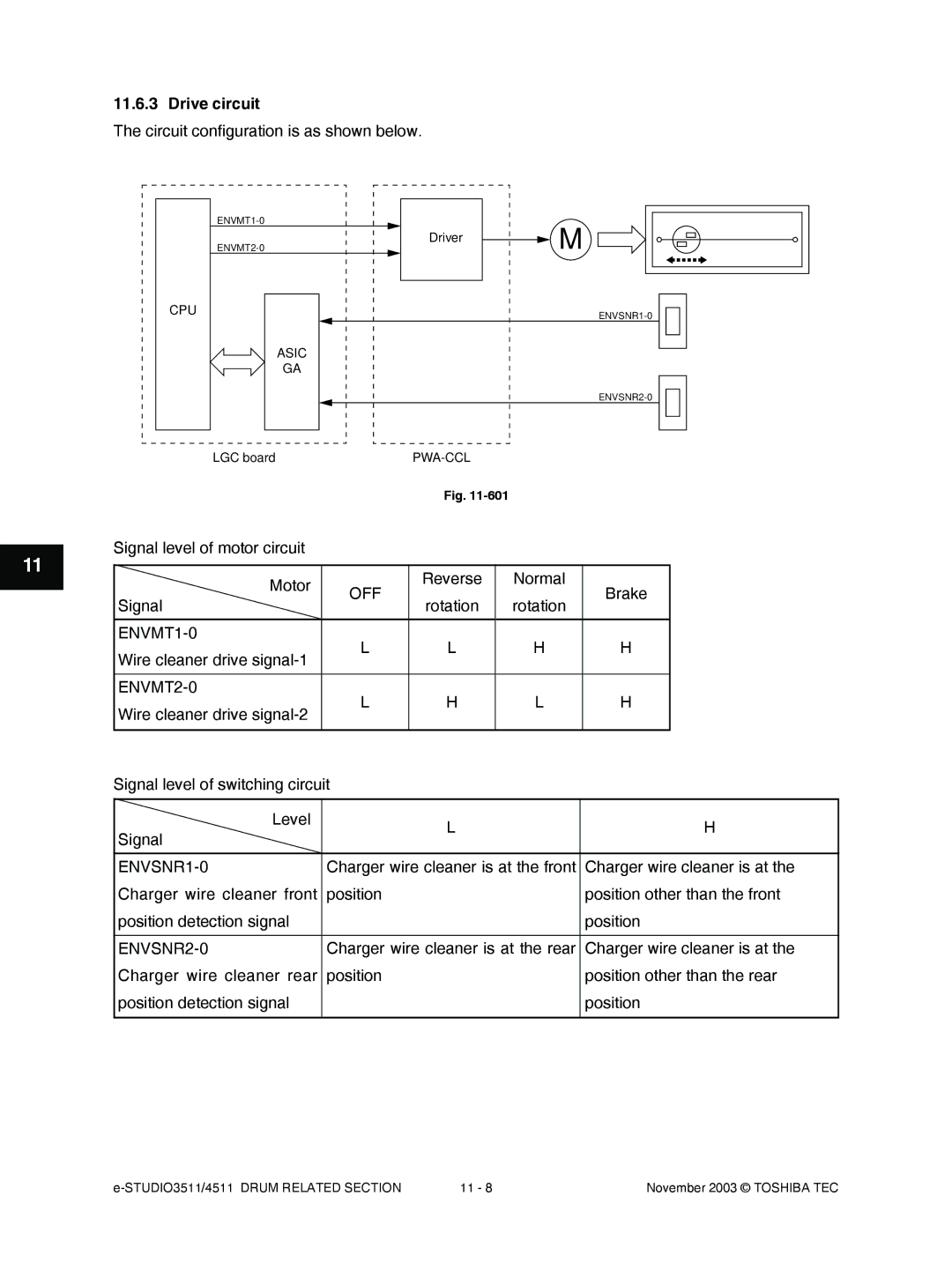 Toshiba 3511, 4511 manual Drive circuit 