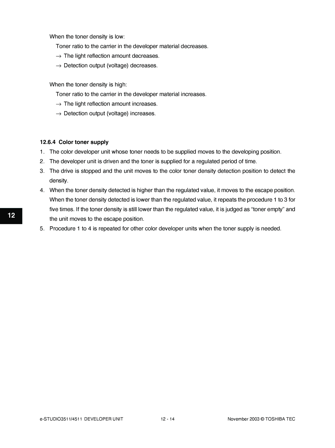 Toshiba 3511, 4511 manual Color toner supply 