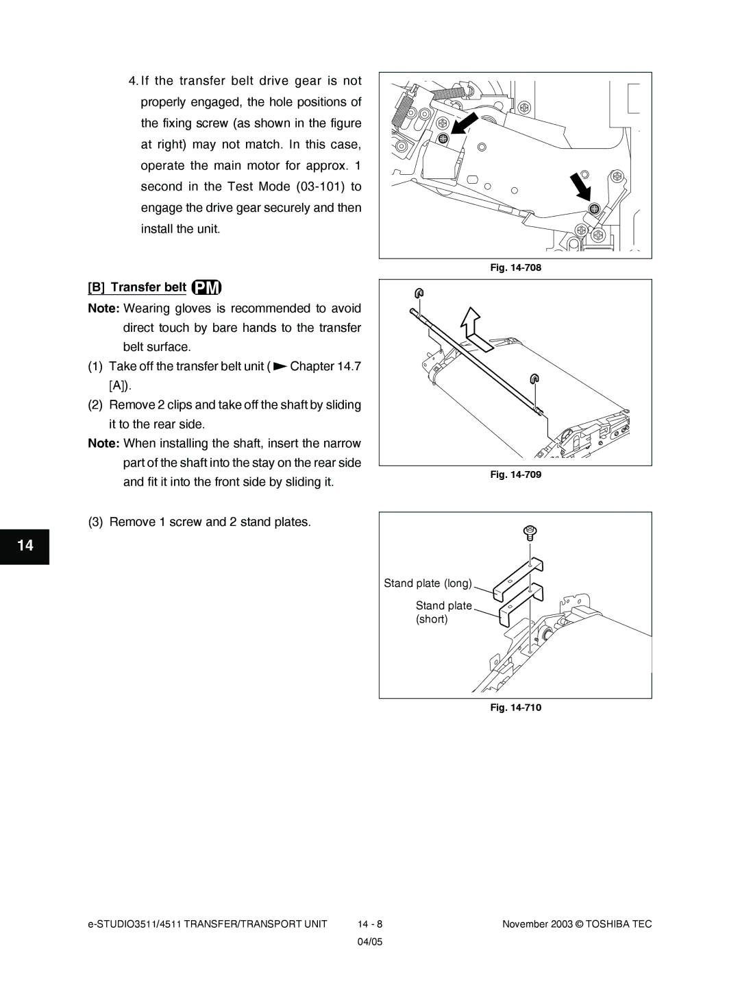 Toshiba 3511, 4511 manual Transfer belt 