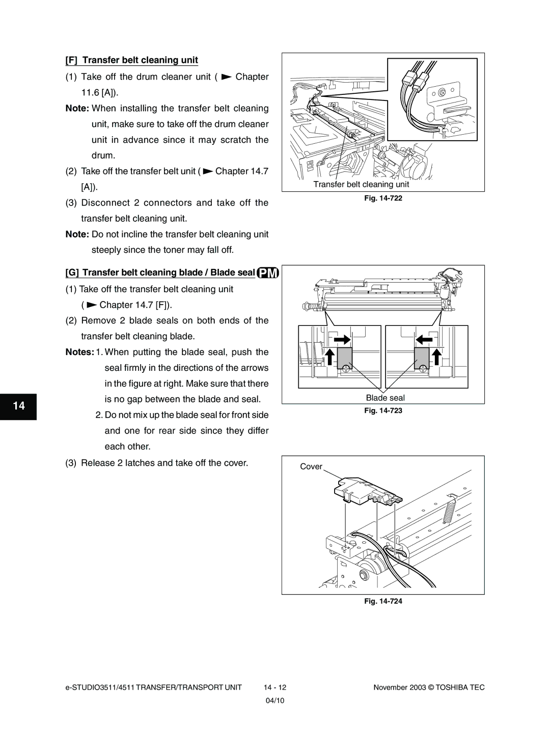 Toshiba 3511, 4511 manual Transfer belt cleaning unit 