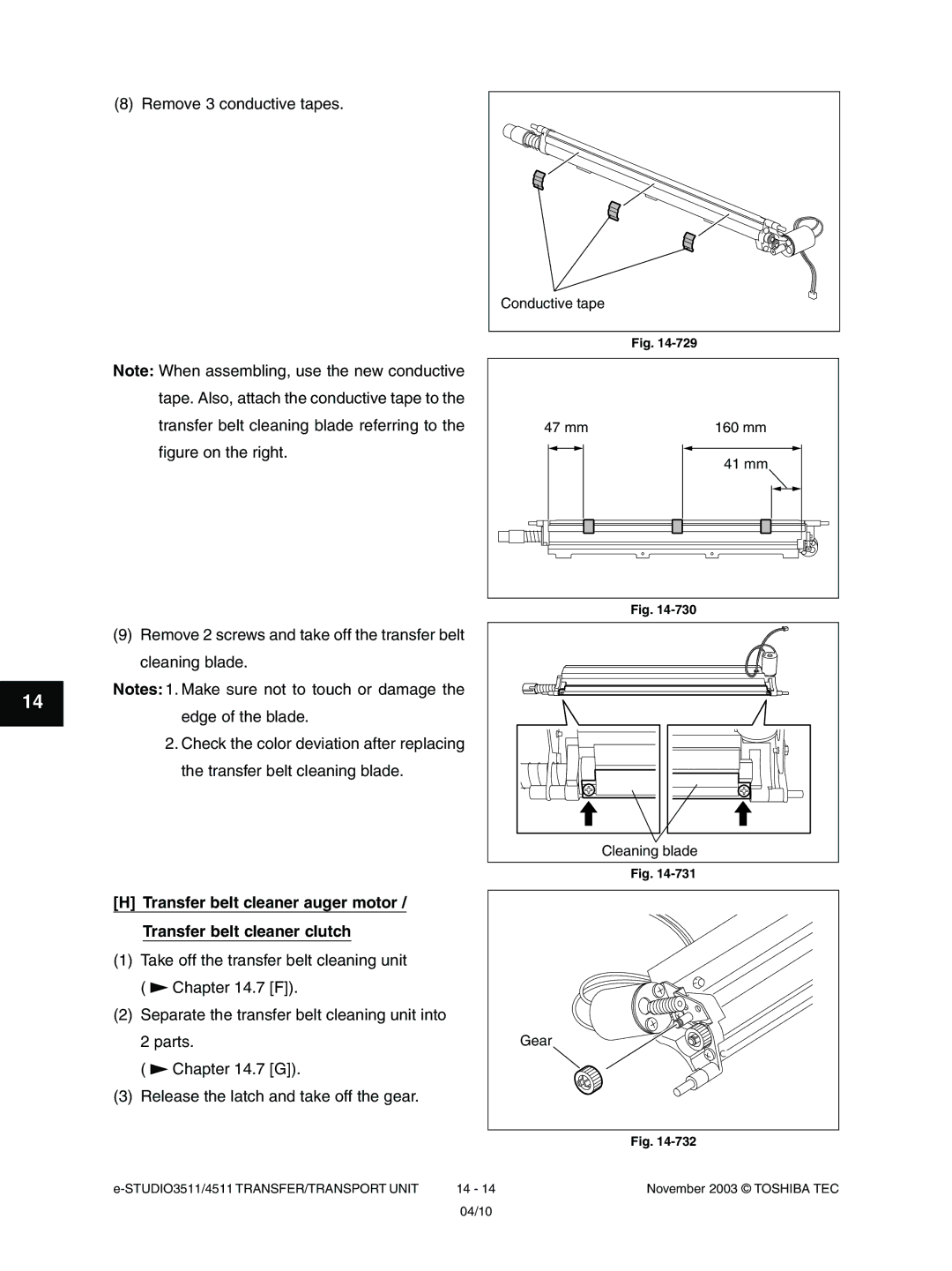 Toshiba 3511, 4511 manual Conductive tape 