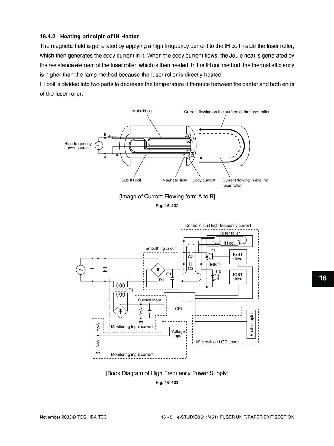 Toshiba 4511, 3511 manual Heating principle of IH Heater, Image of Current Flowing form a to B 