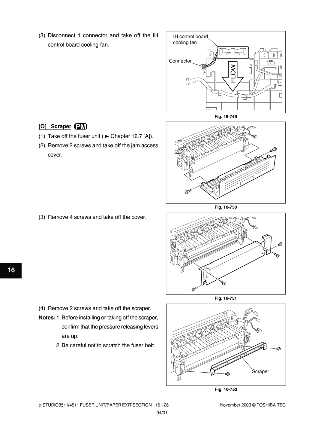 Toshiba 3511, 4511 manual Flow, Scraper 