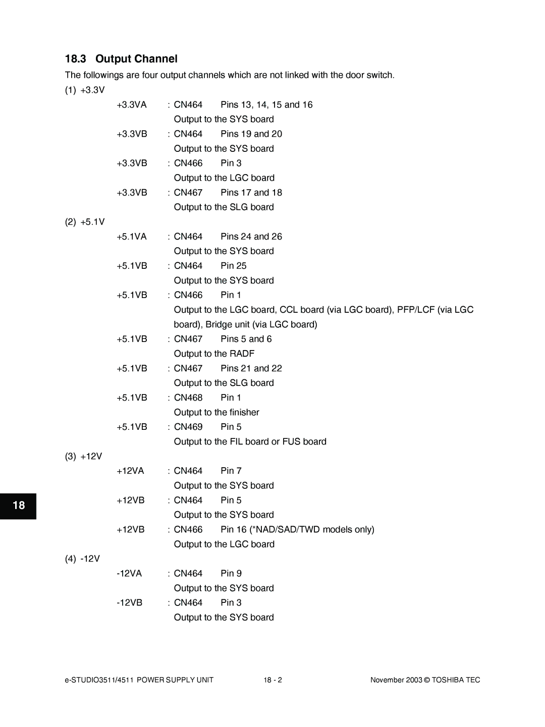 Toshiba 3511, 4511 manual Output Channel 