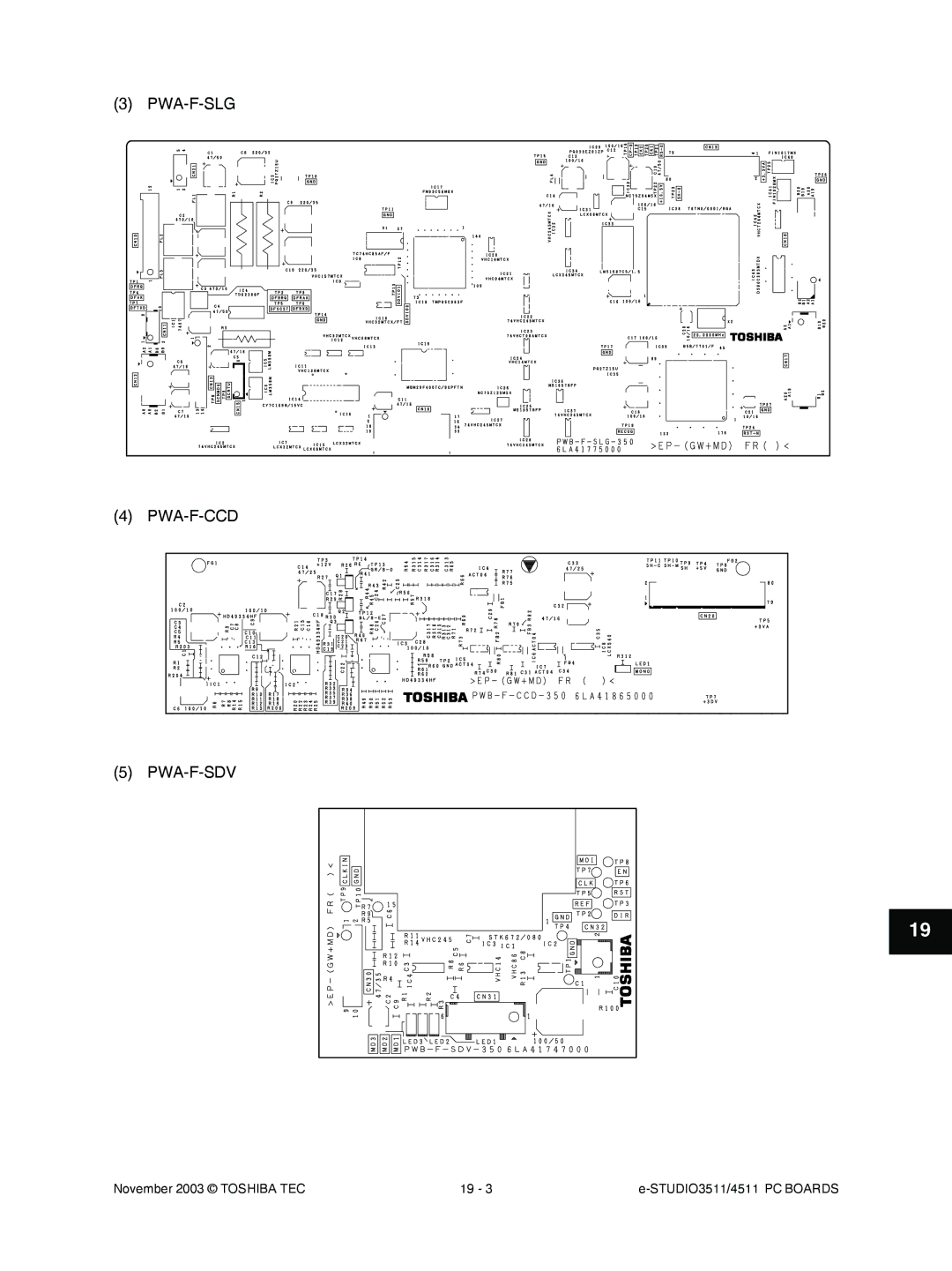 Toshiba 4511, 3511 manual Pwa-F-Slg Pwa-F-Ccd Pwa-F-Sdv 