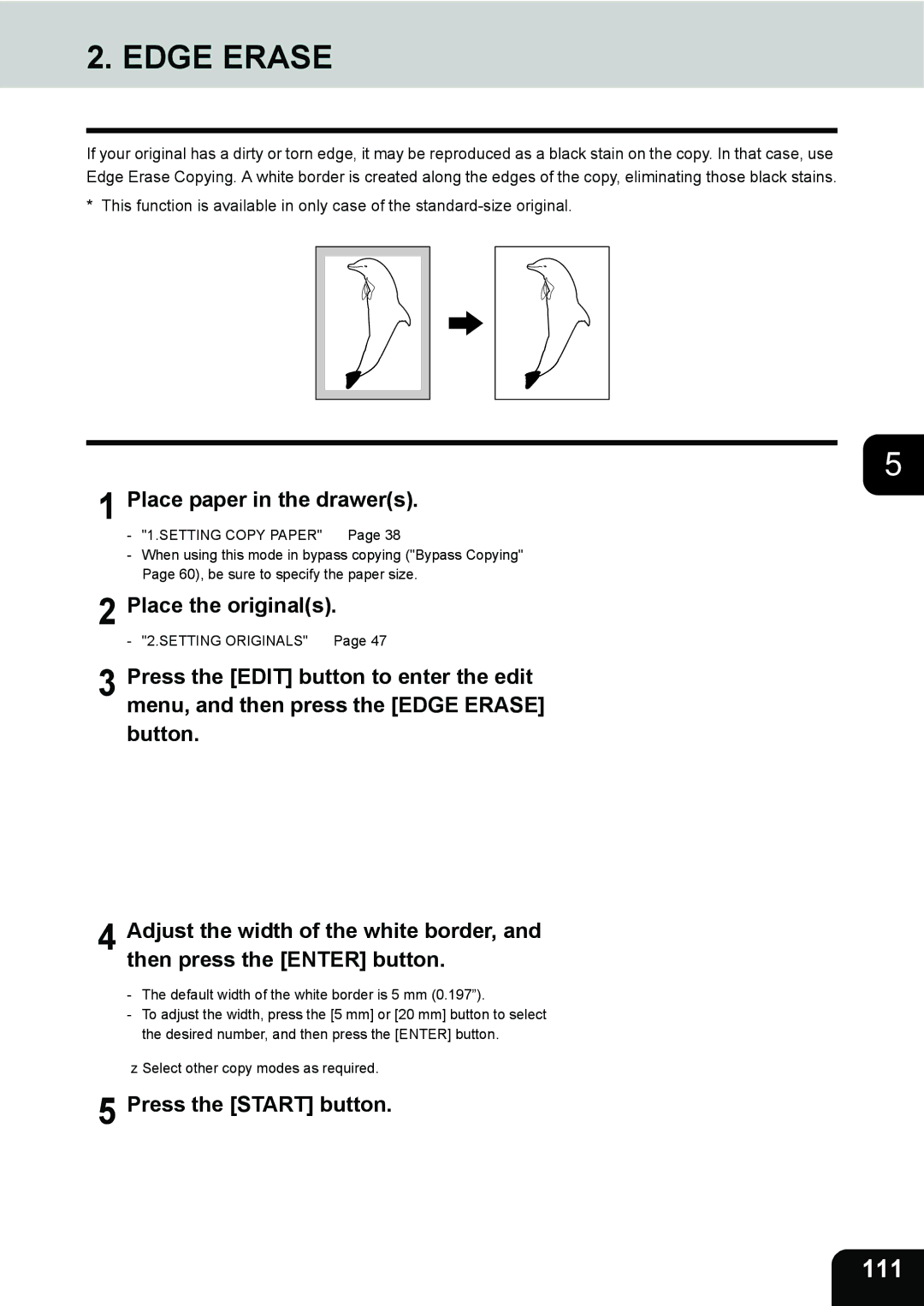 Toshiba 3511 manual Edge Erase, 111 