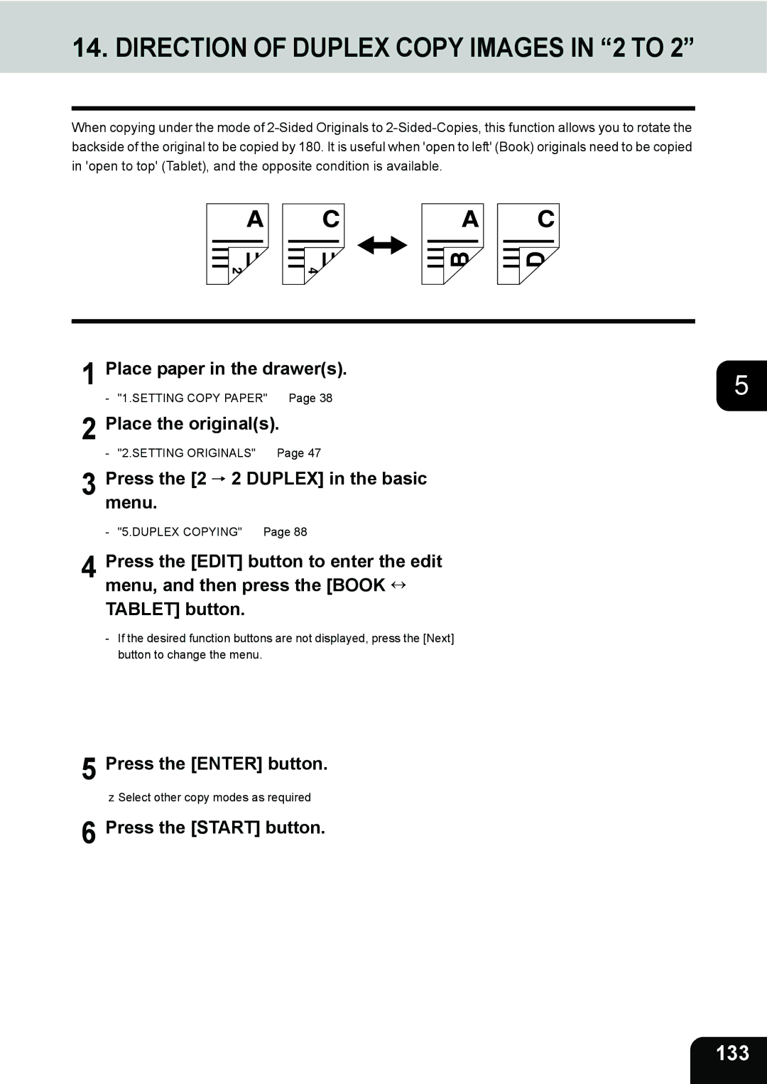 Toshiba 3511 manual 133, Press the 2 2 Duplex in the basic Menu 