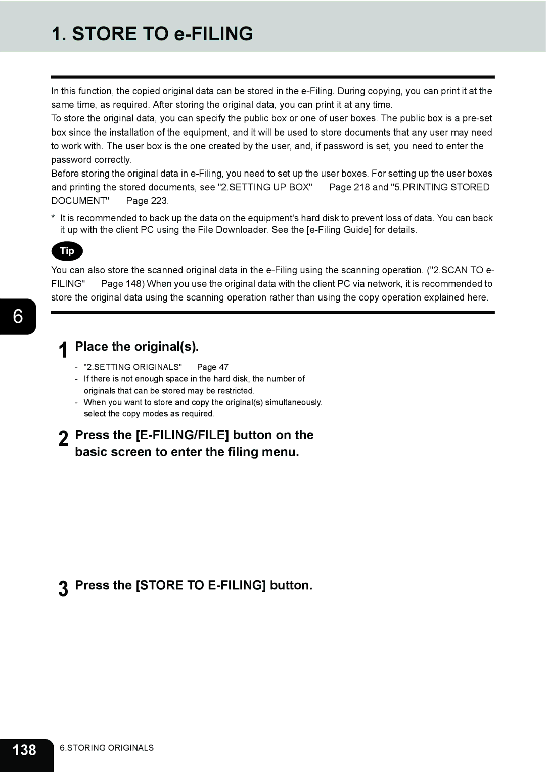 Toshiba 3511 manual Store to e-FILING, 138 