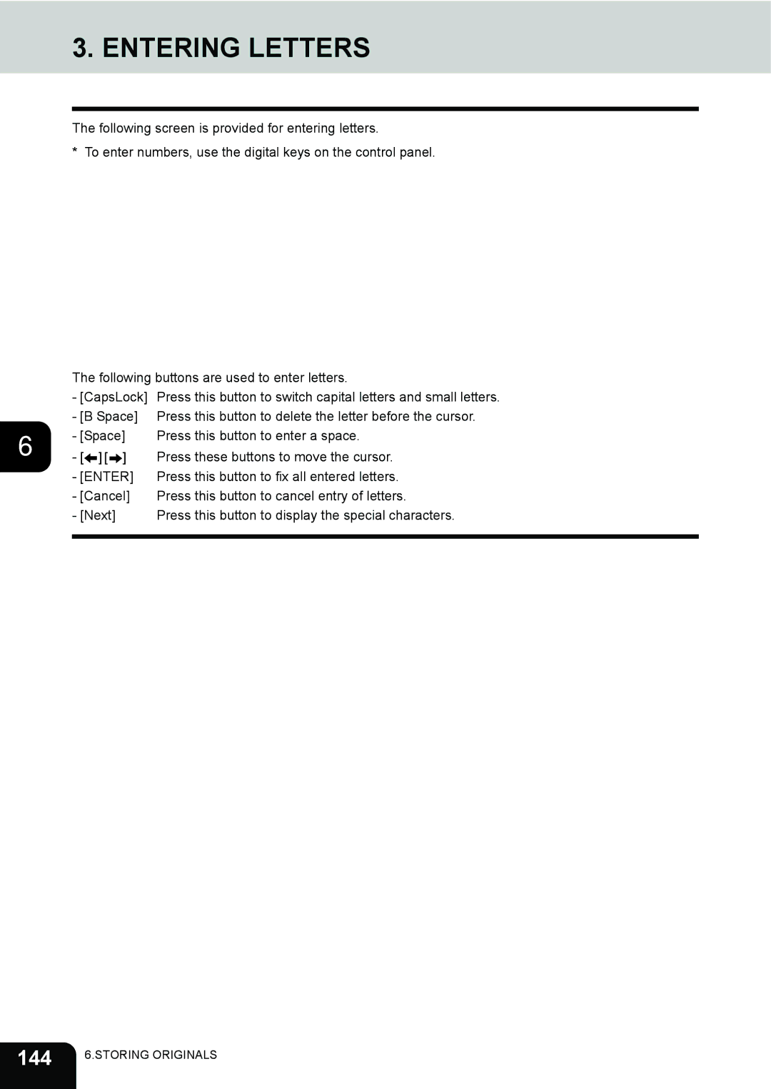 Toshiba 3511 manual Entering Letters, 144 