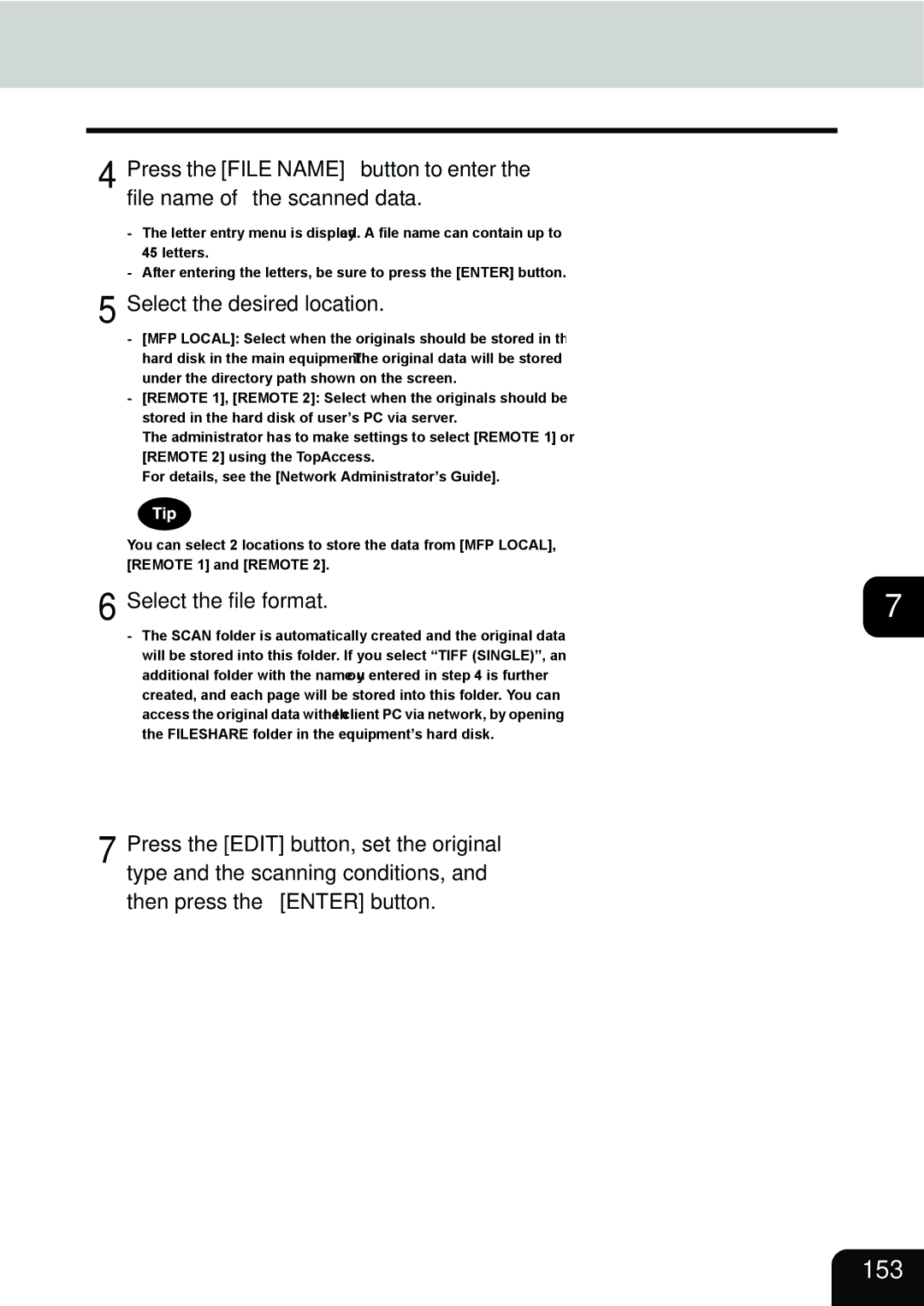 Toshiba 3511 manual 153, Select the file format 