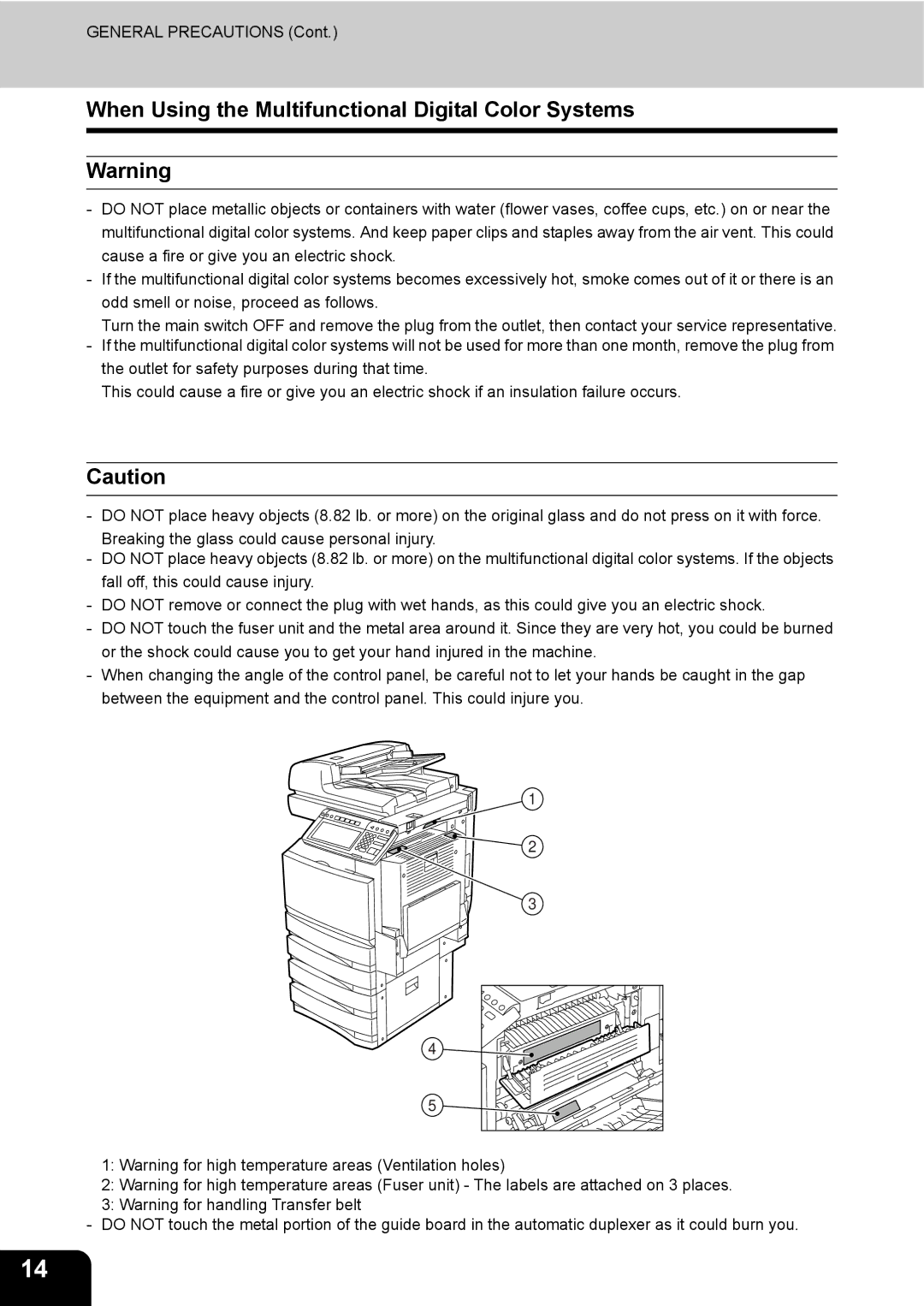 Toshiba 3511 manual When Using the Multifunctional Digital Color Systems 